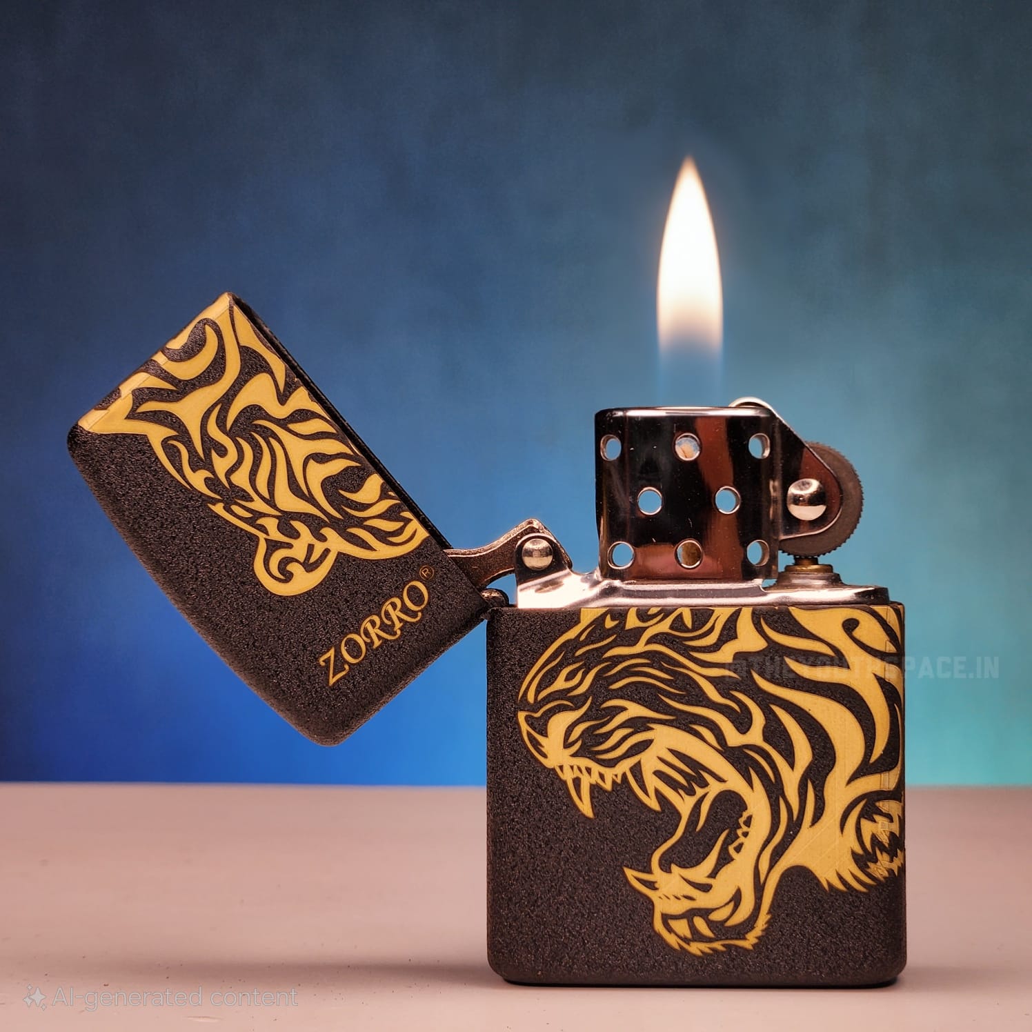 ZORRO ULTIMATE JUSTICE BRASS TIGER FACE LIGHTER 23HK