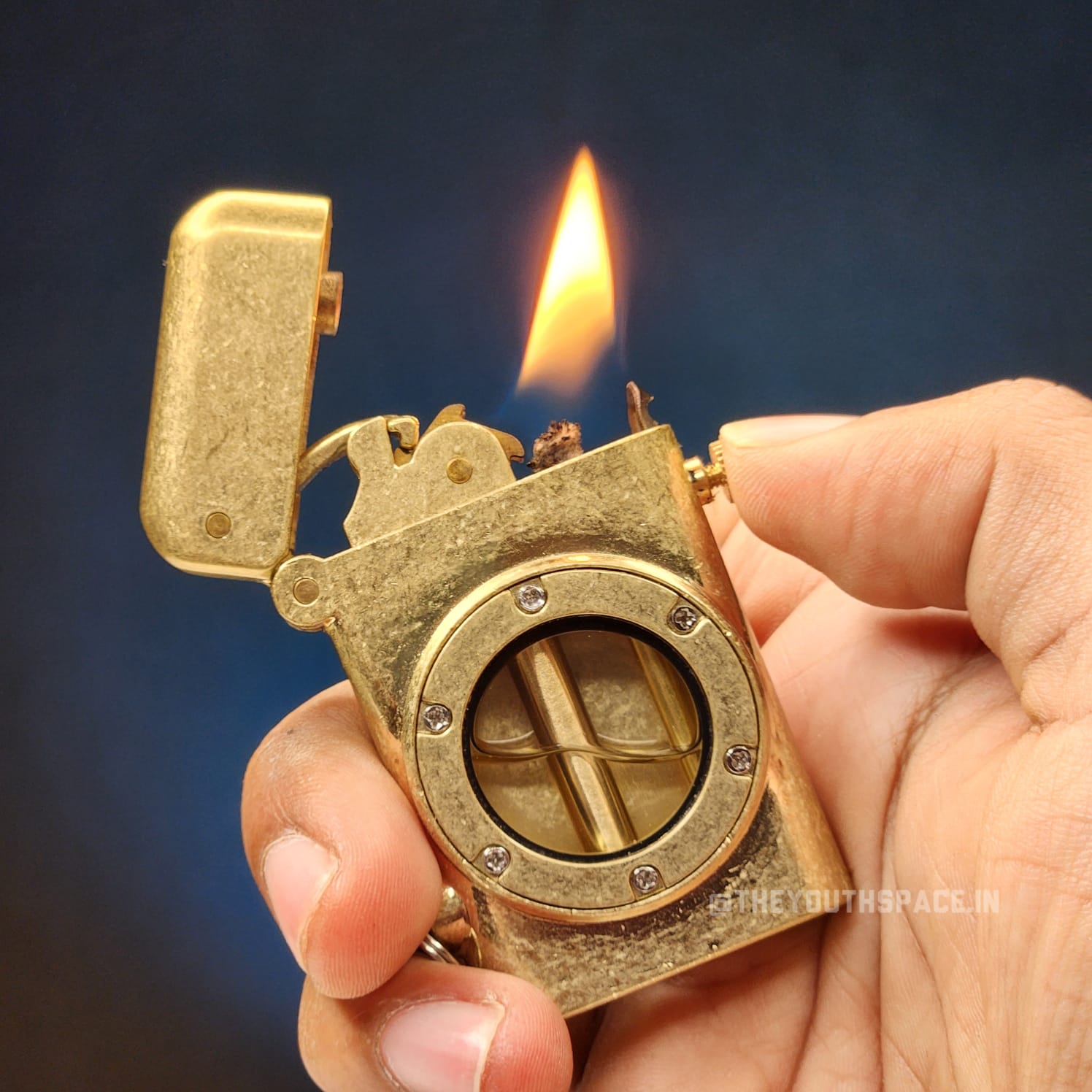 Premium Golden Mechanical Visible Fuel Tank Lighter