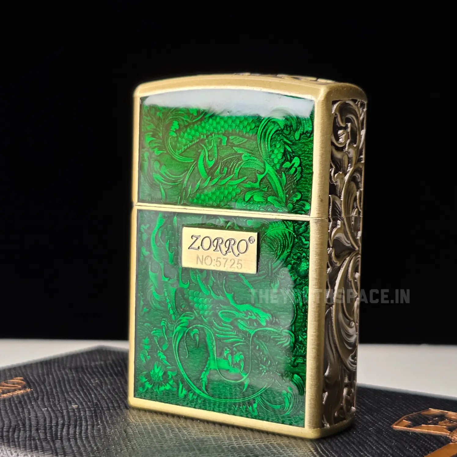 Zorro ZK33 Divine Dragon Series Translucent Green/Blue Metal Windproof Kerosene Lighter