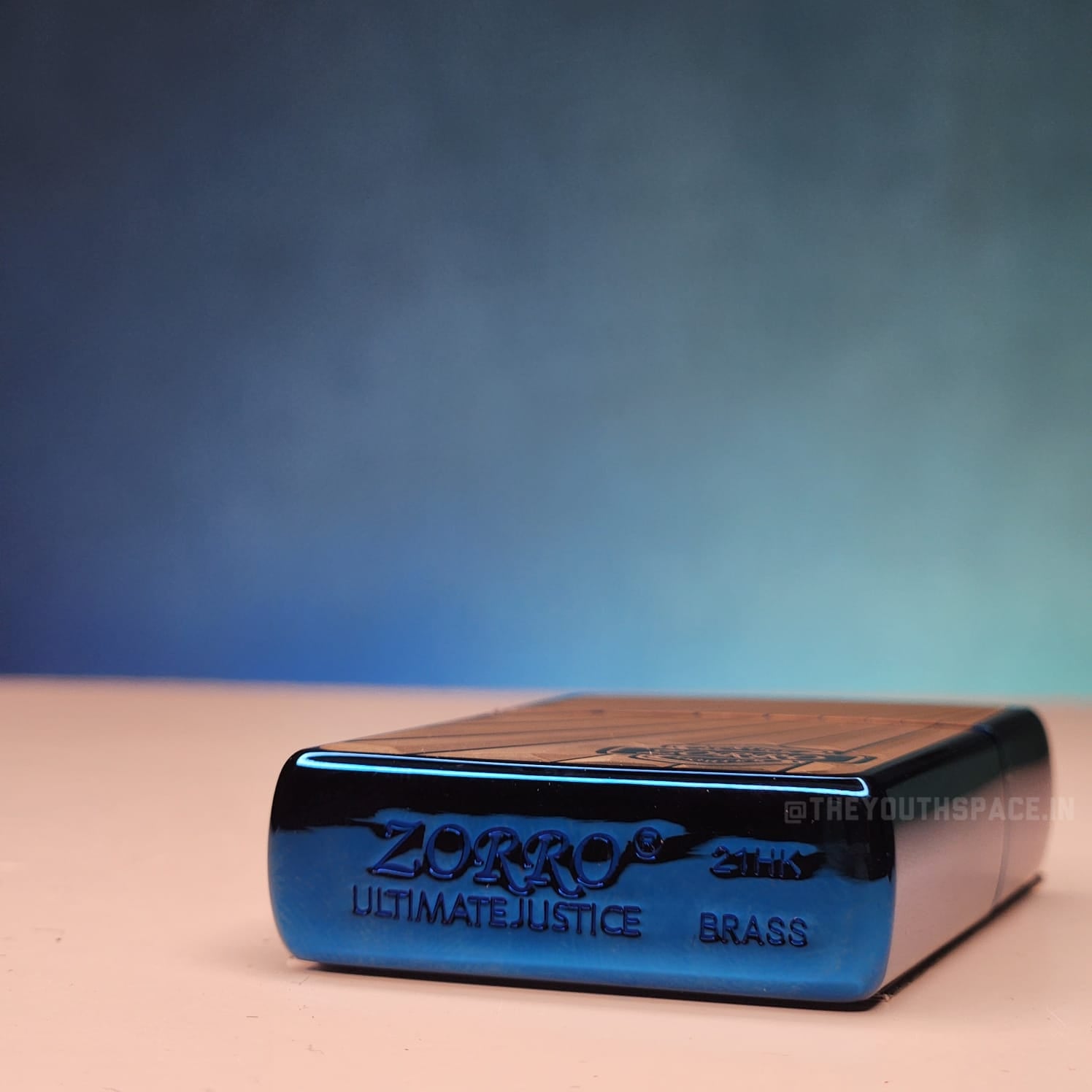 ZORRO ULTIMATE JUSTICE BRASS METALLIC BLUE COLOR LIGHTER 21HK