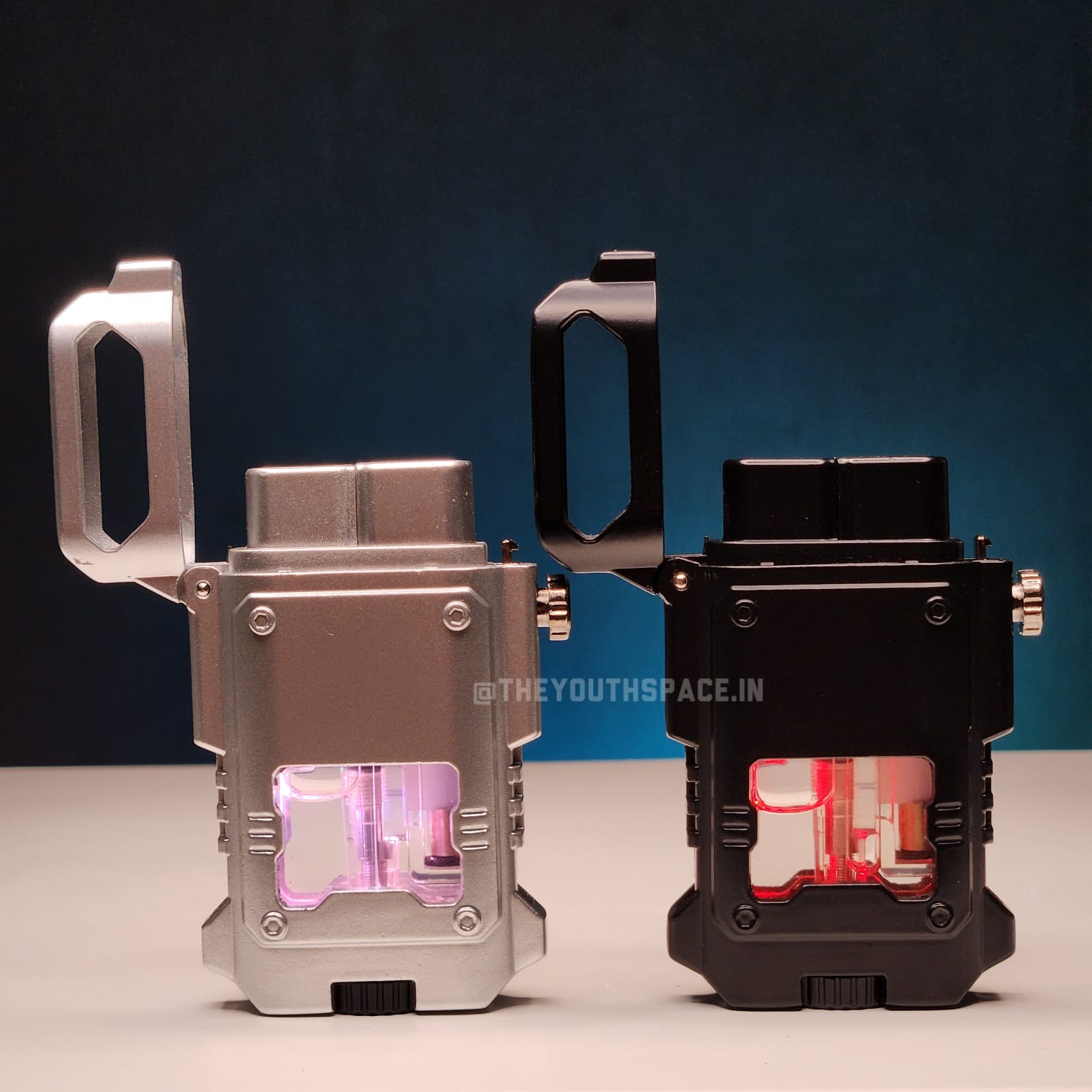 Blue Jet Flame Inflatable Metal Lighter with LED Lights