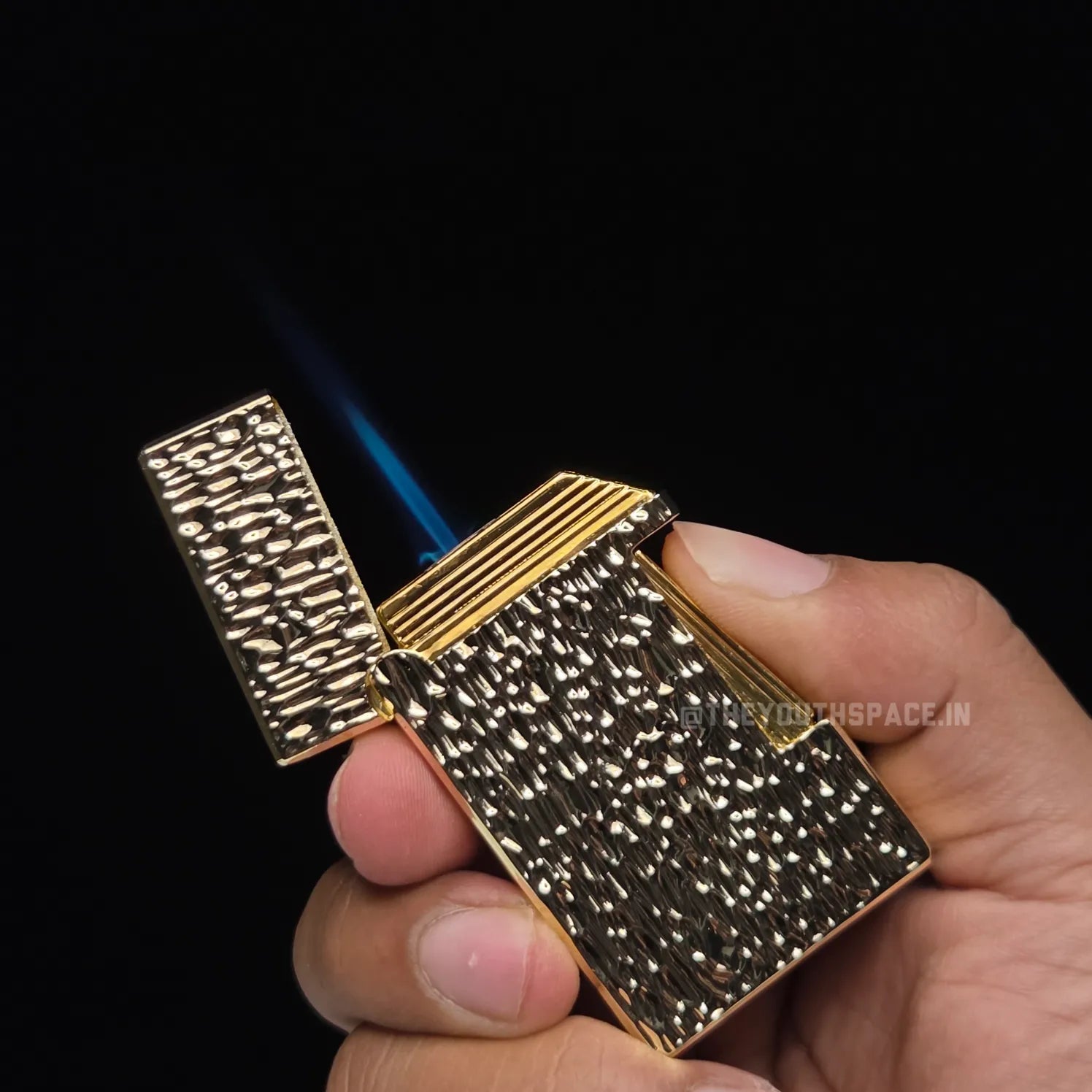 Classic Leather Pattern Side Press Lighter