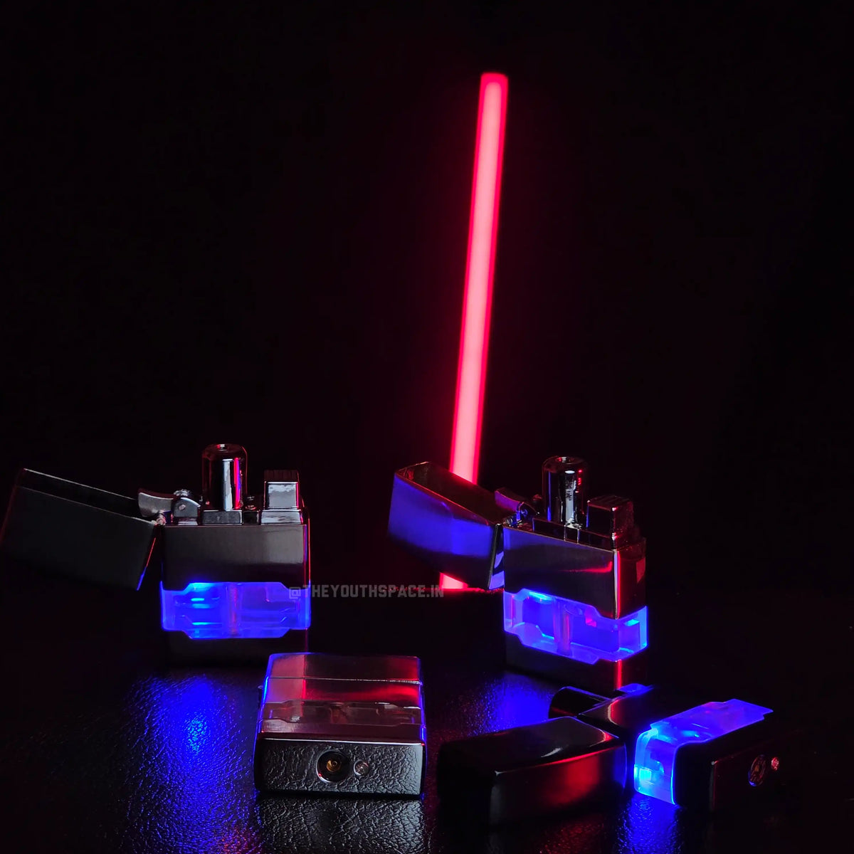 Lumi Tank Red Flame Jet Lighter (Metallic)