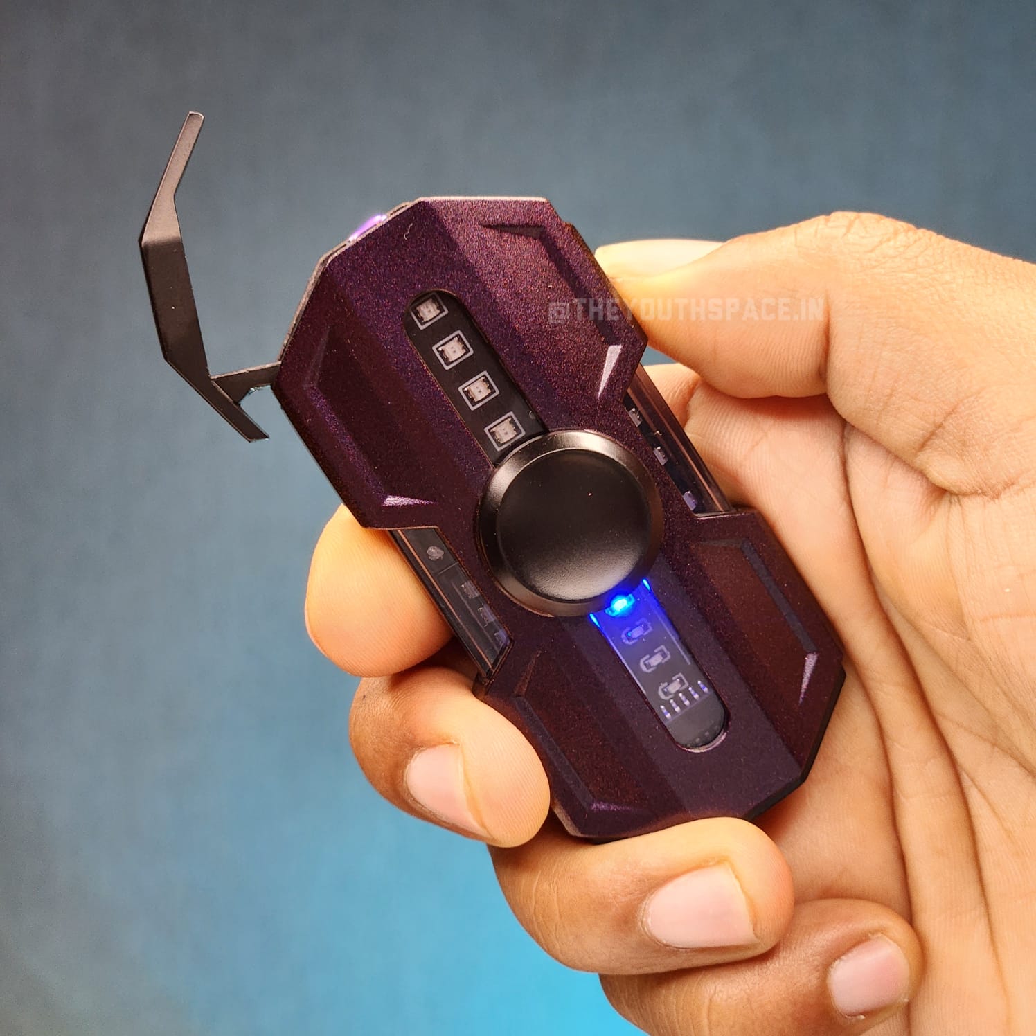 Premium Hexa Shaped Spinner Lighter with LED Lights (Metallic)