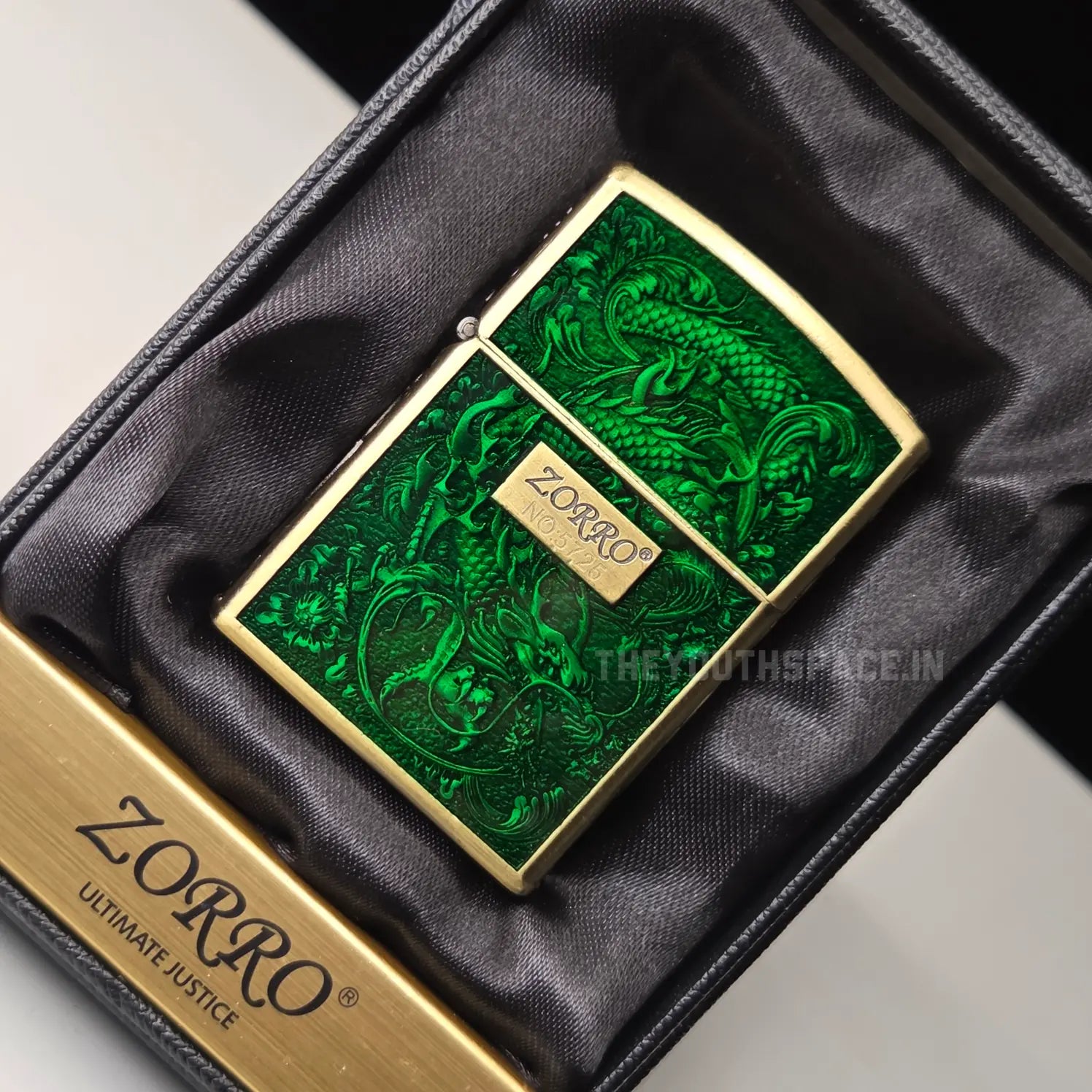 Zorro ZK33 Divine Dragon Series Translucent Green/Blue Metal Windproof Kerosene Lighter