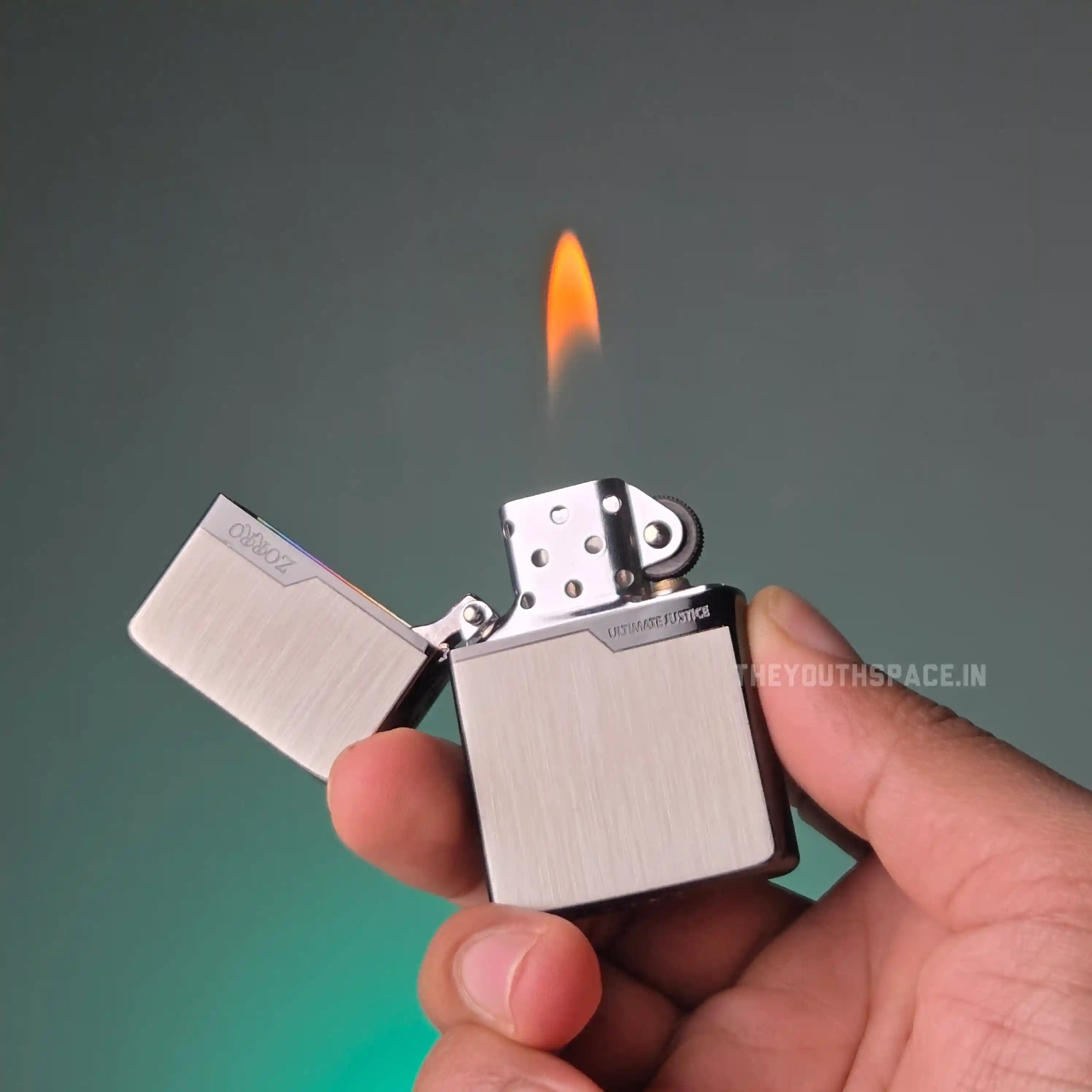 ZORRO ULTIMATE JUSTICE BRASS  MATTE GREY LIGHTER 22HK