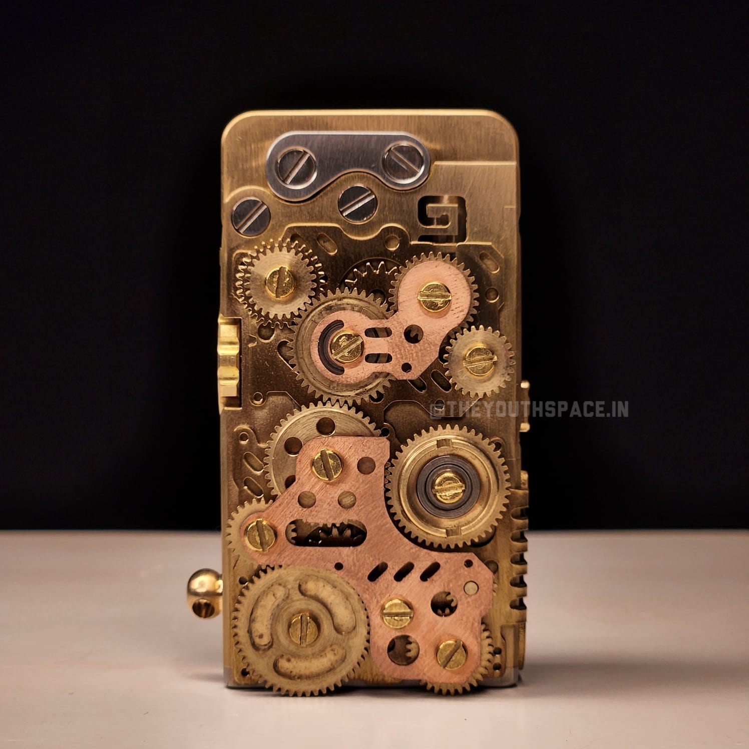 Premium Vintage Brass Steam Punk Mechanical Gear Linkage Automatic Lighter