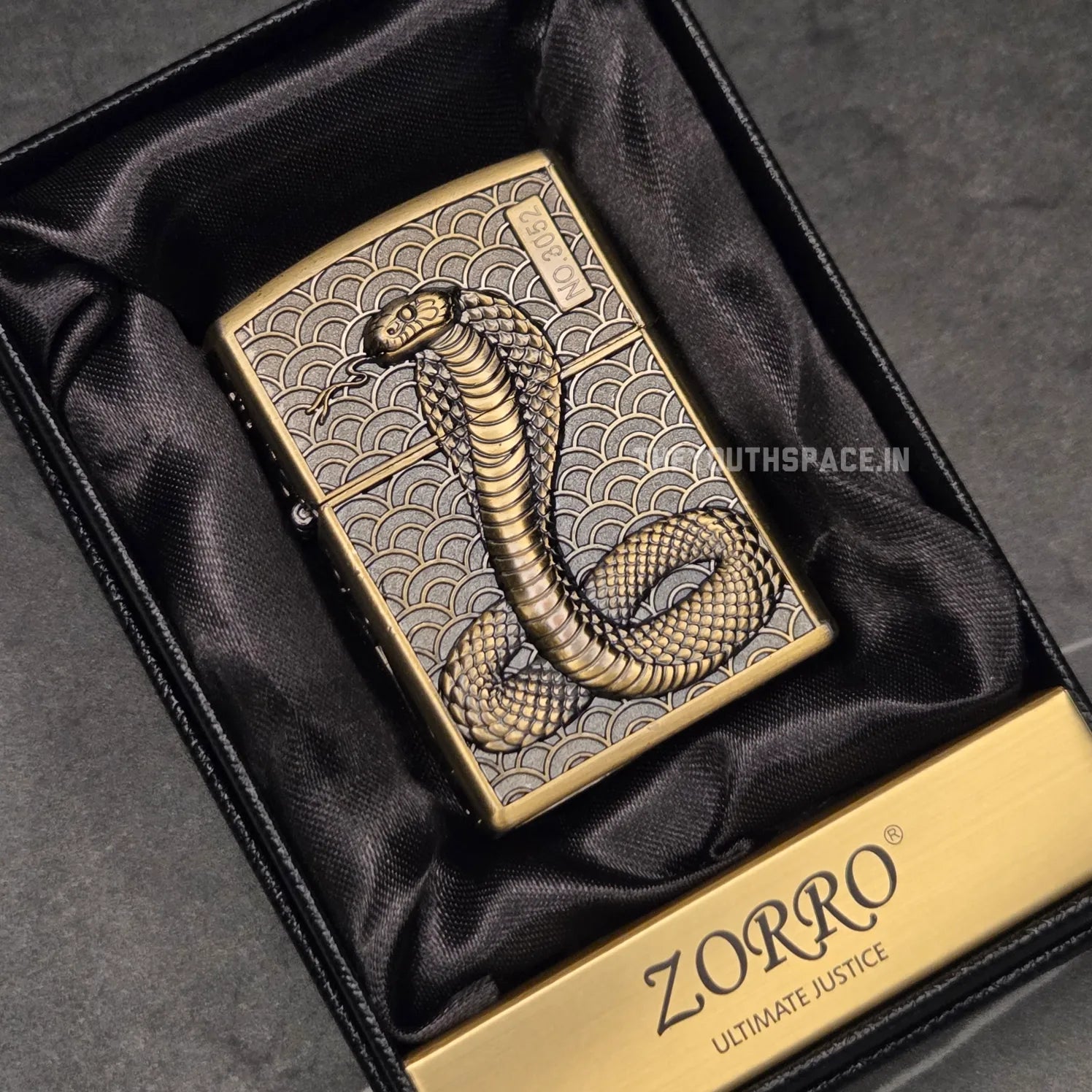 Zorro Ultimate Justice Brass 3D Carved Heavy Armor Serpent Lighter