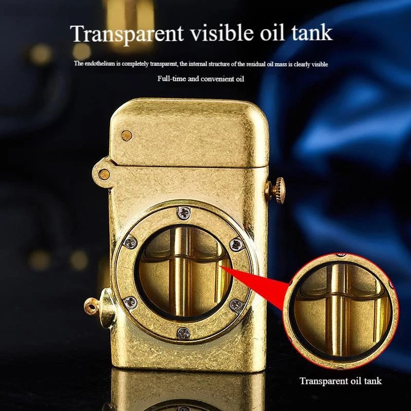 Premium Golden Mechanical Visible Fuel Tank Lighter
