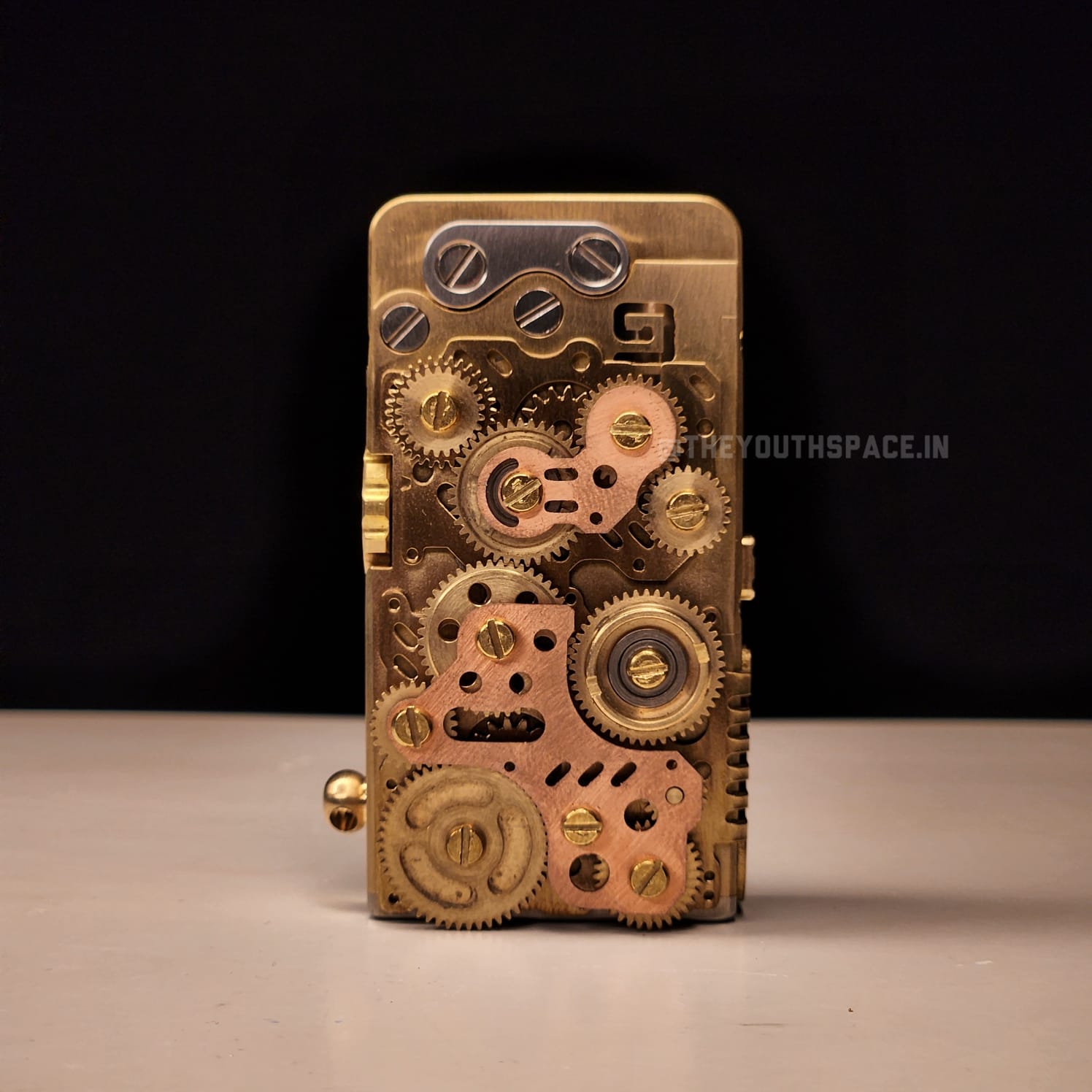 Premium Vintage Brass Steam Punk Mechanical Gear Linkage Automatic Lighter
