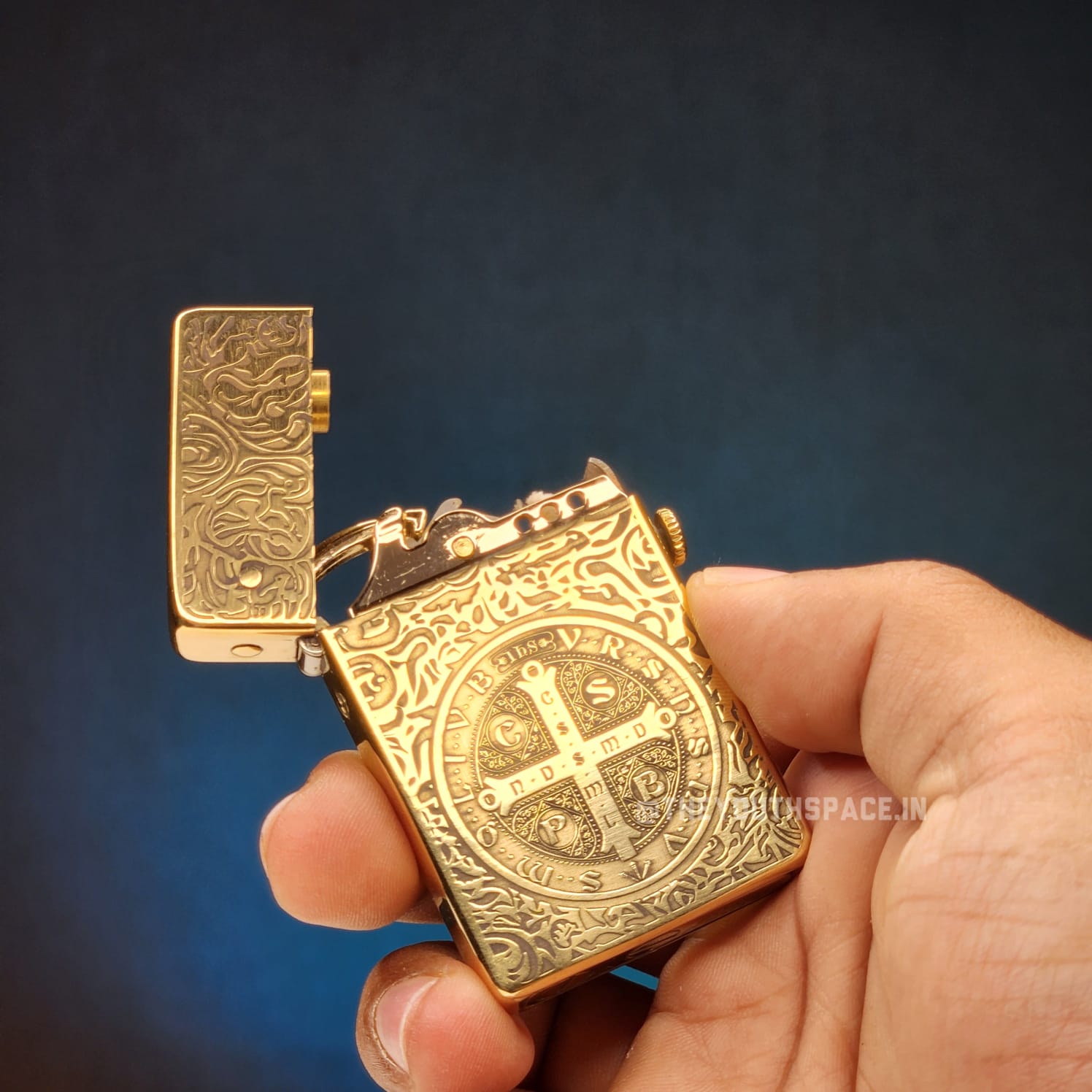 ZORRO Antique Brass Saint Benedict Cross Lighter