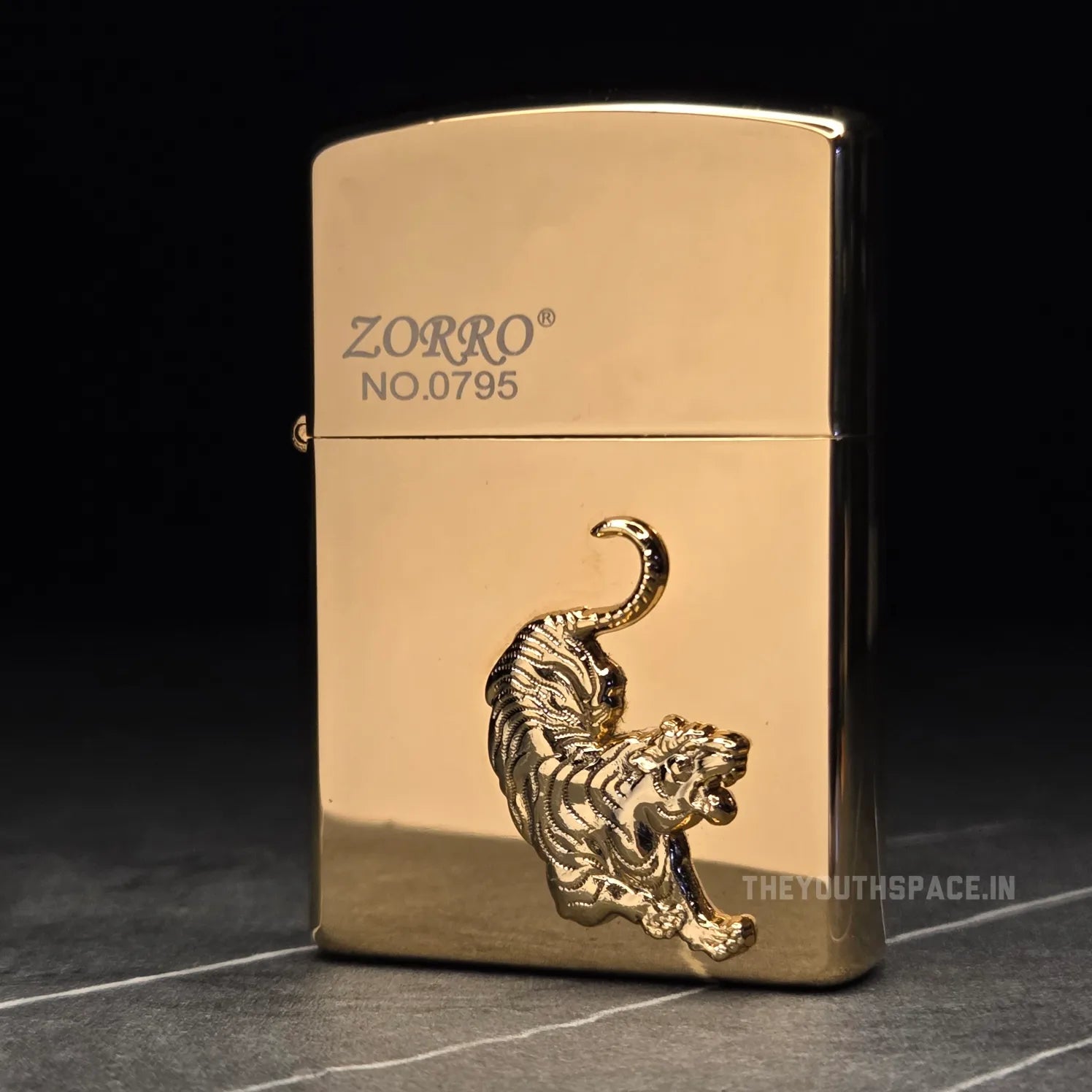 ZORRO ULTIMATE JUSTICE BRASS GOLDEN TIGER EMBOSSED LIGHTER 2025