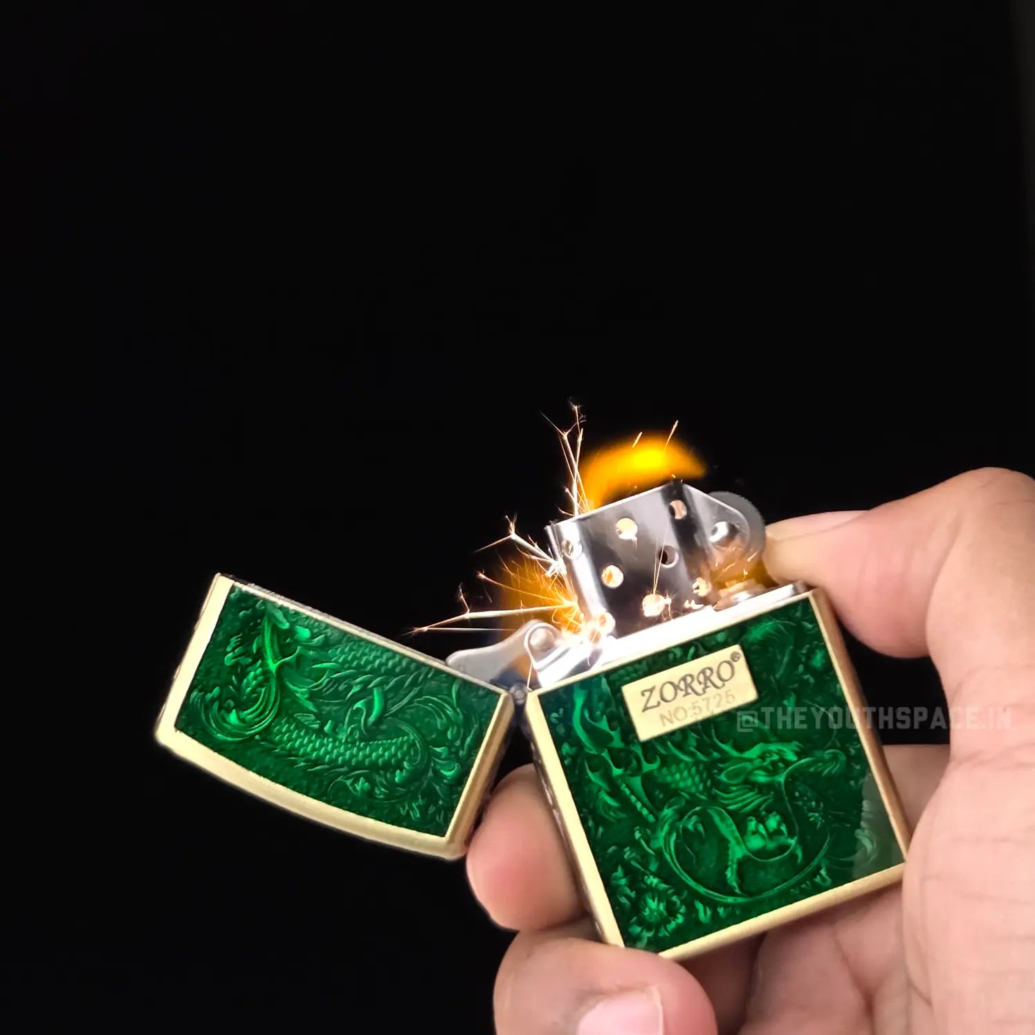 Zorro ZK33 Divine Dragon Series Translucent Green/Blue Metal Windproof Kerosene Lighter