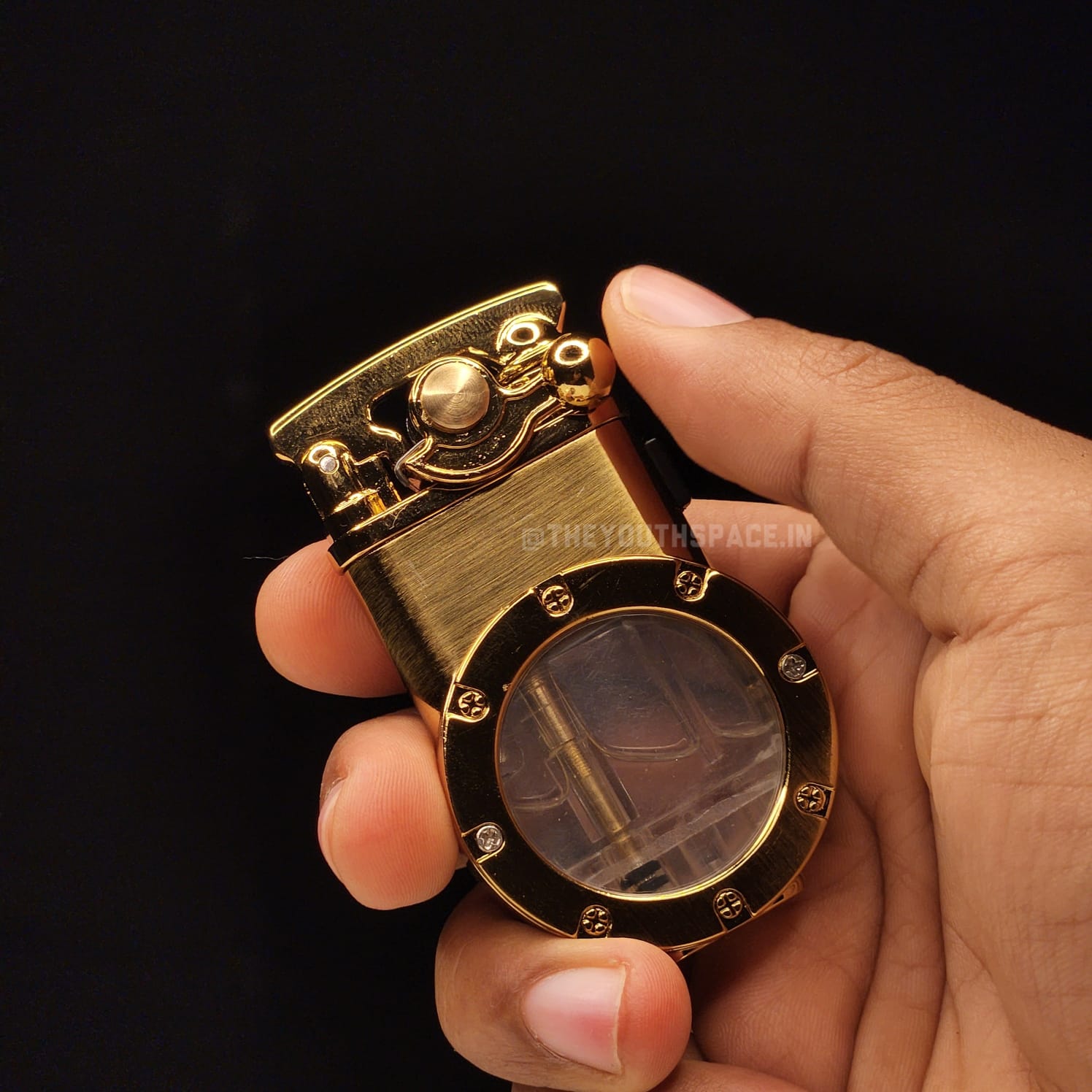 Vintage Style Dual Mode Visible Fuel Tank Lighter (Metallic)