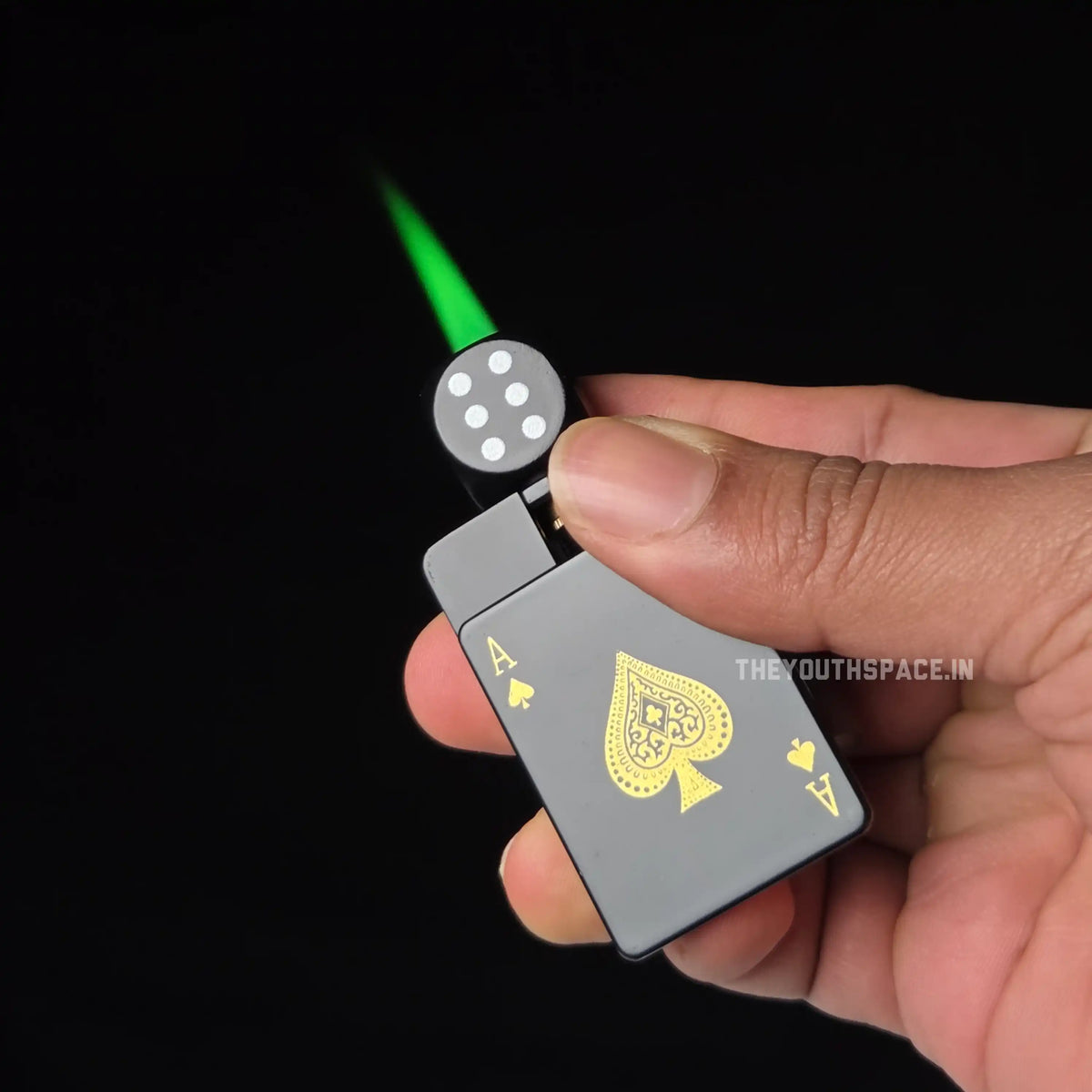 Dice green jet flame spinner lighter