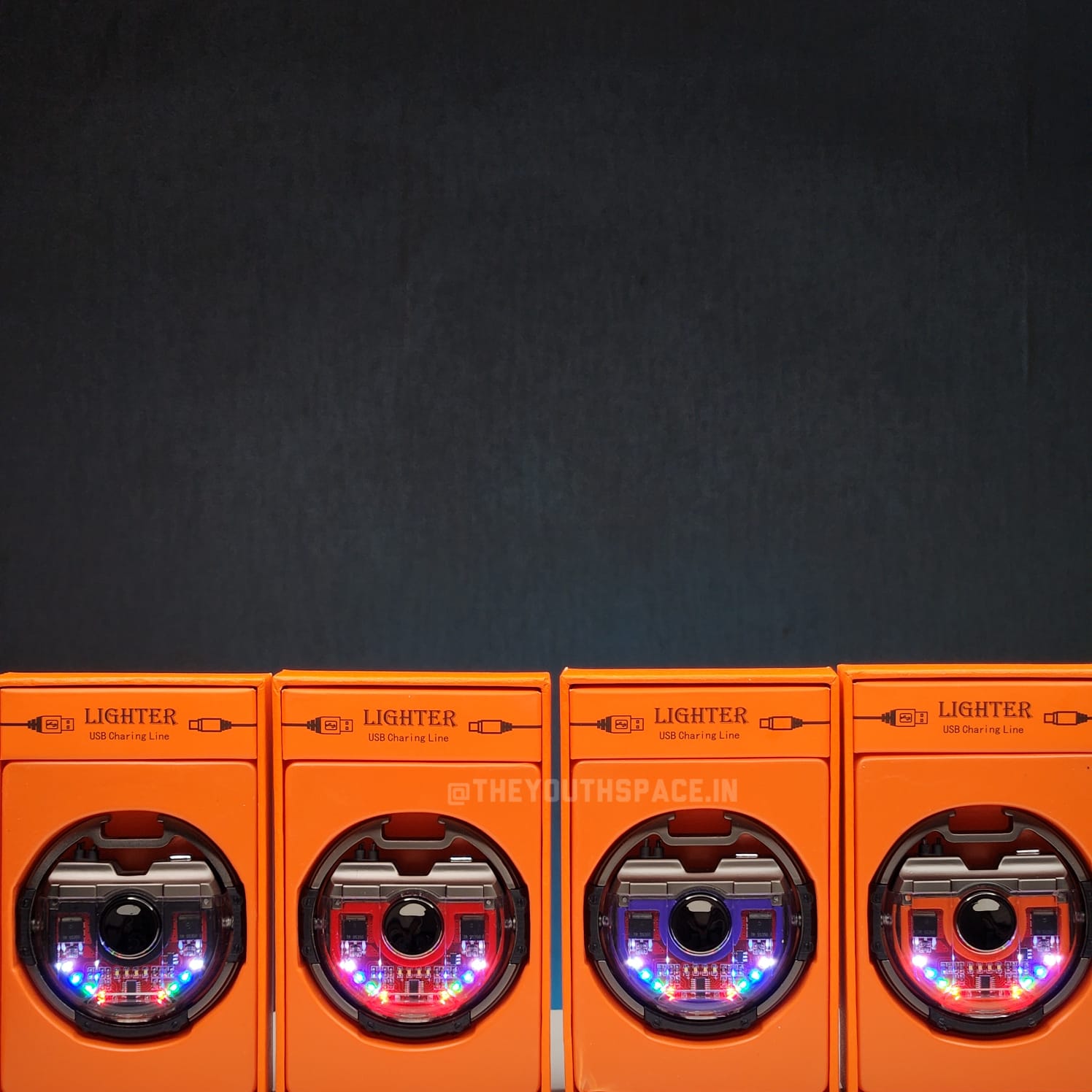 Premium Disc Shaped Spinner Lighter with LED Lights (Metallic)