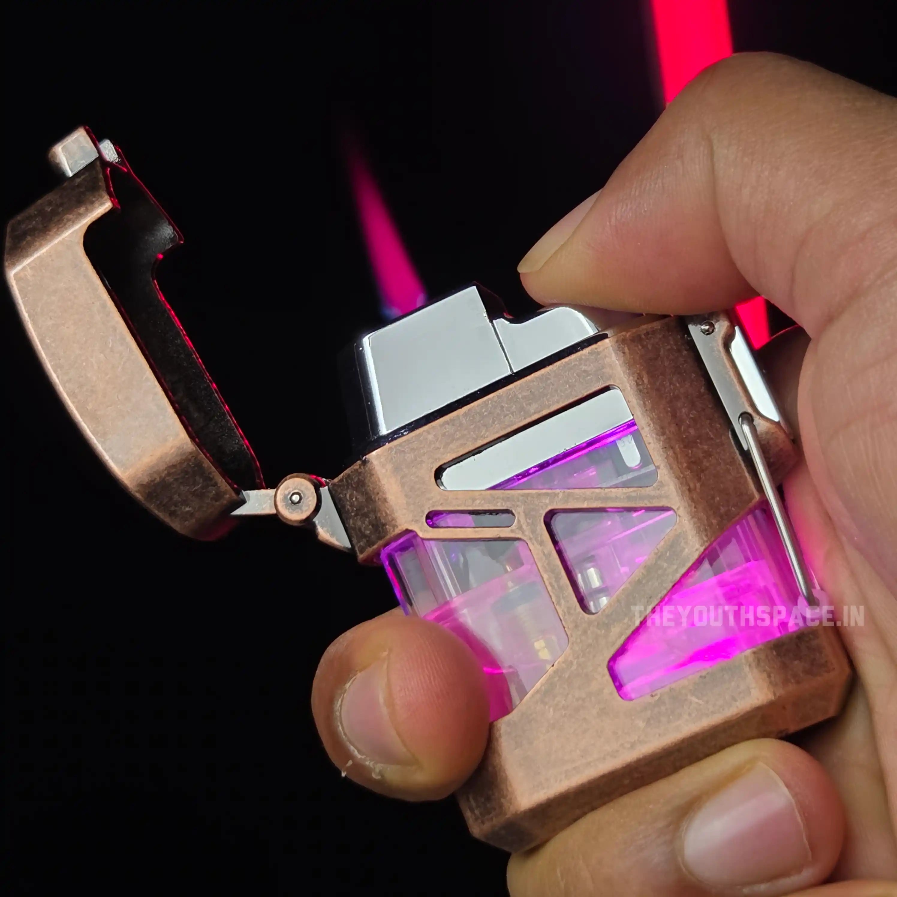 Cyberpunk Clear Tank Red Flame Jet Lighter