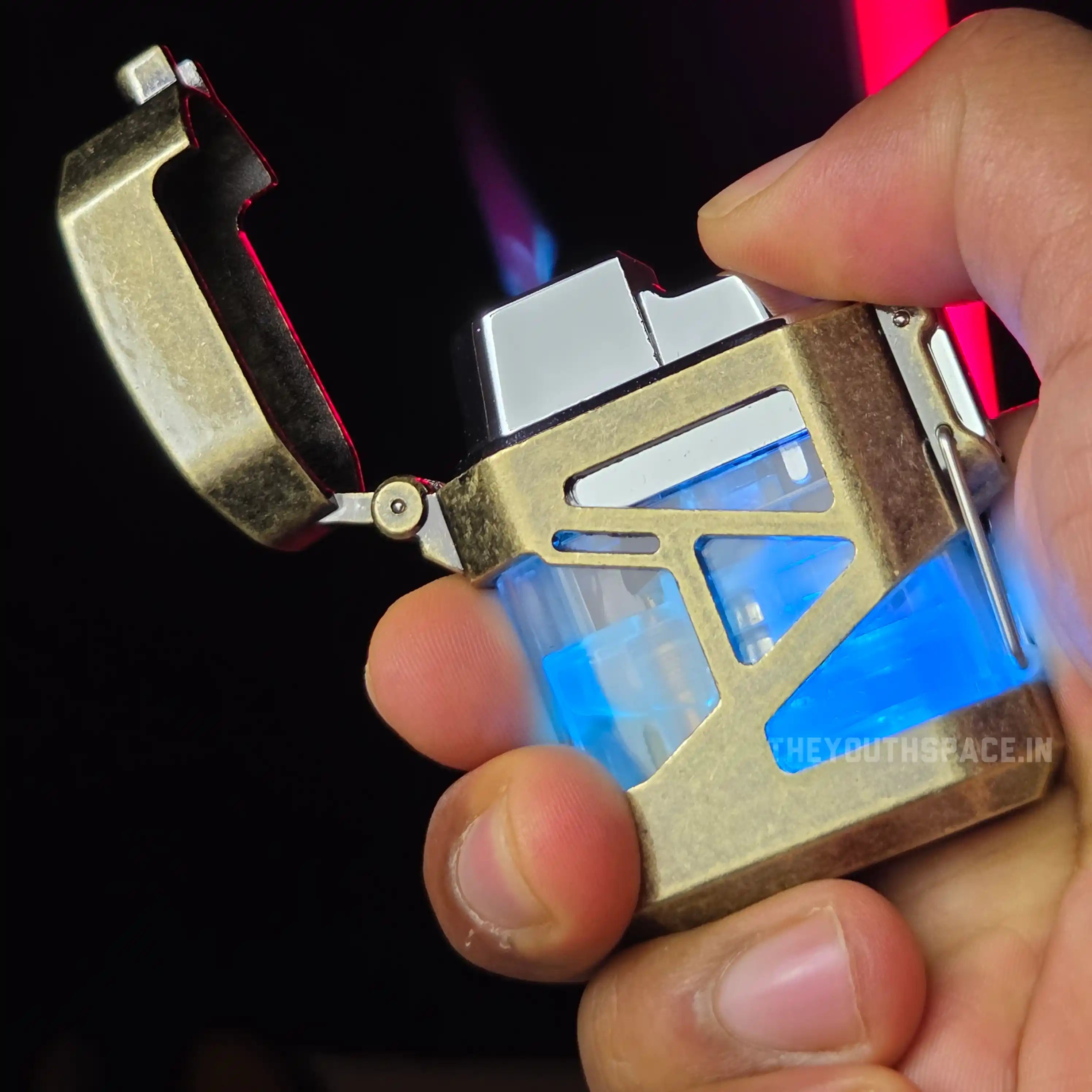 Cyberpunk Clear Tank Red Flame Jet Lighter