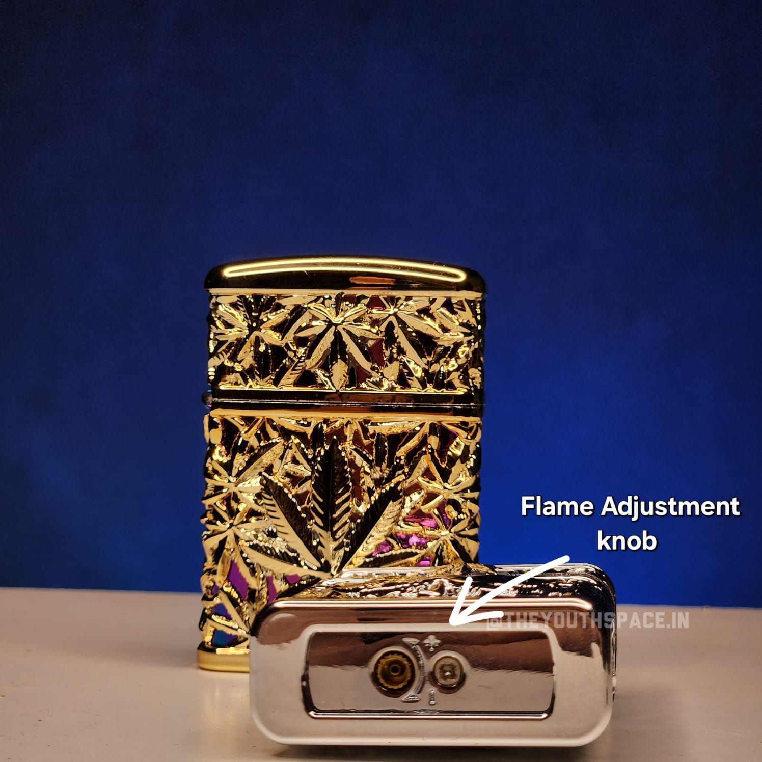 Royal Leaf Engraved Jet Lighter (Metallic)