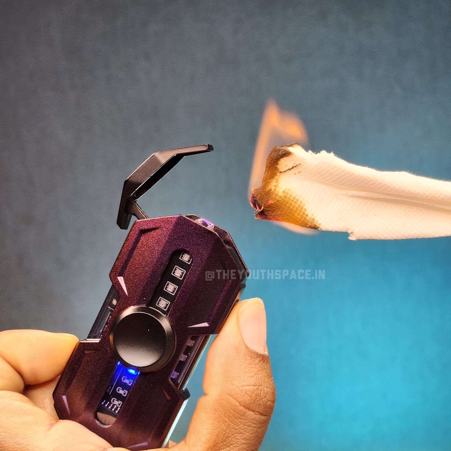 Premium Hexa Shaped Spinner Lighter with LED Lights (Metallic)