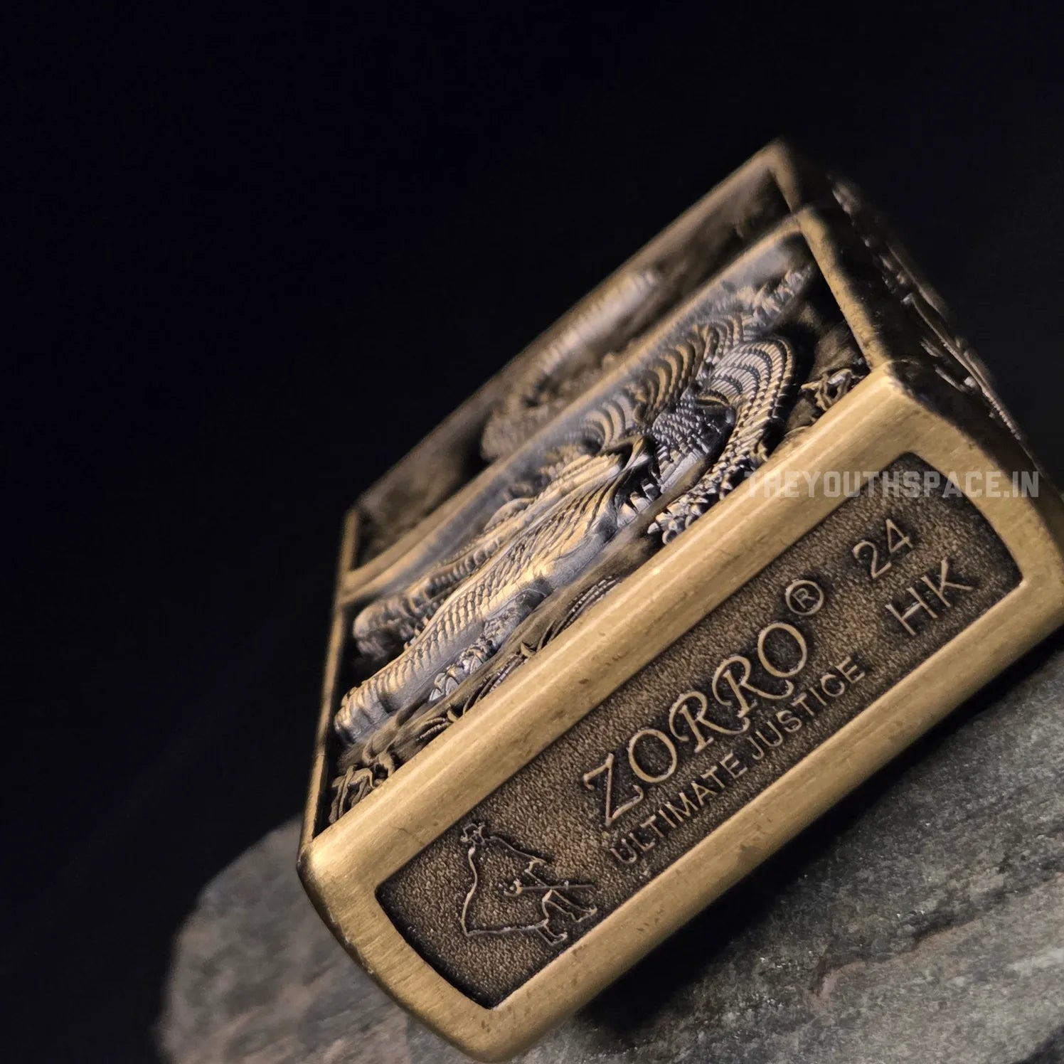 Zorro Ultimate Justice Brass 3D Carved Heavy Armor Crocodile Lighter