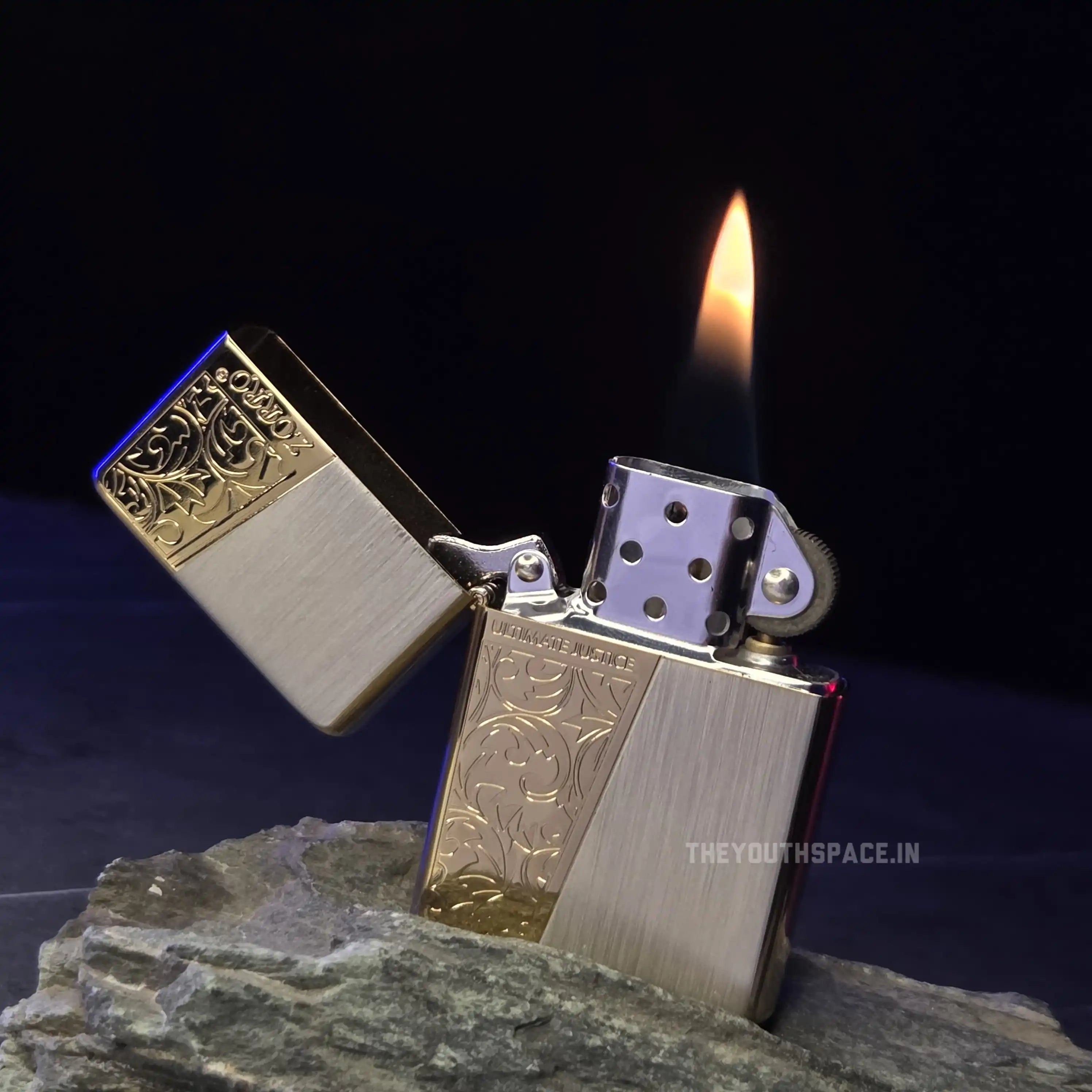 ZORRO ULTIMATE JUSTICE BRASS GOLDEN FLORAL DESIGN LIGHTER 23HK