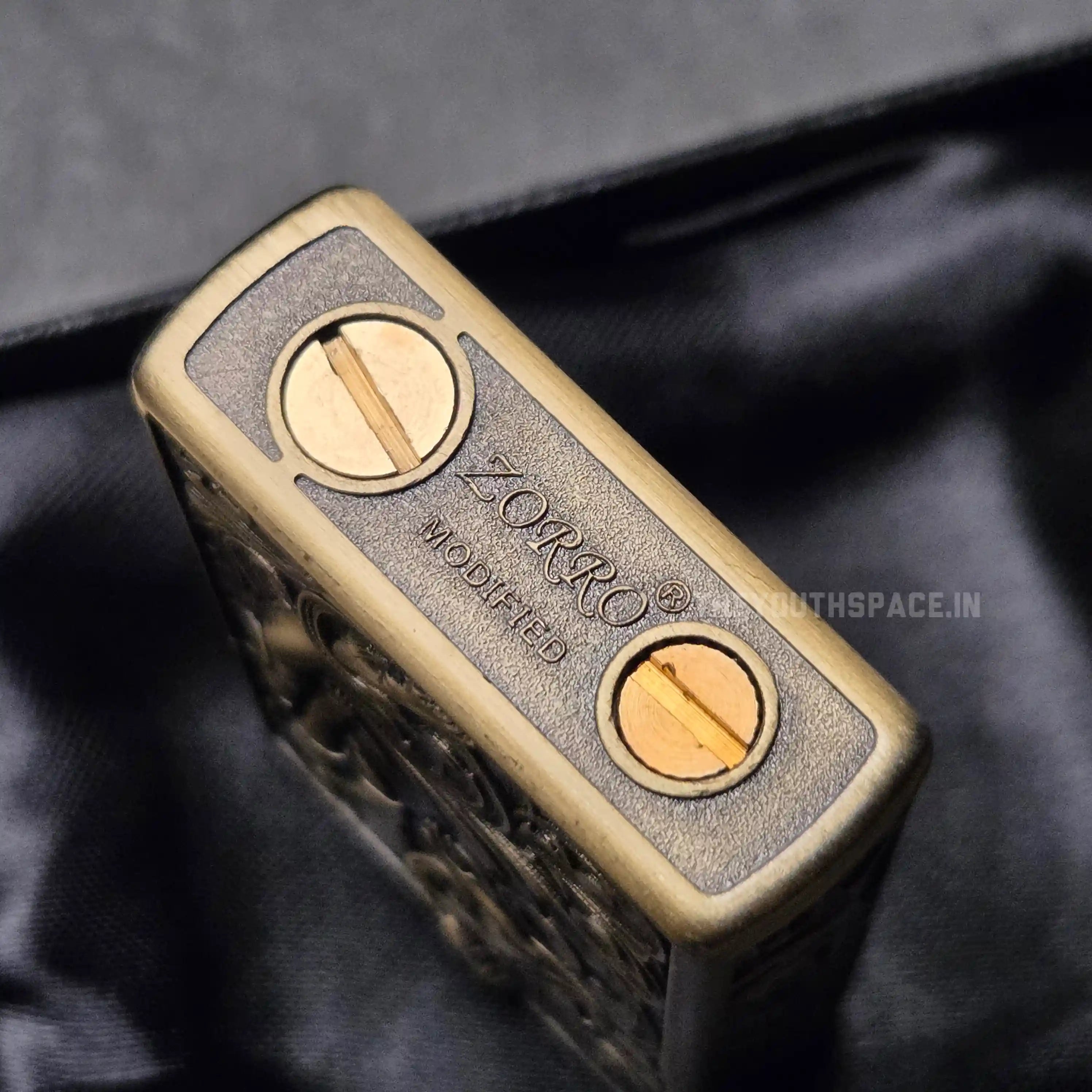 Zorro Ultimate Justice Brass 3D Carved Heavy Armor Mythical Guardian Creature Lighter
