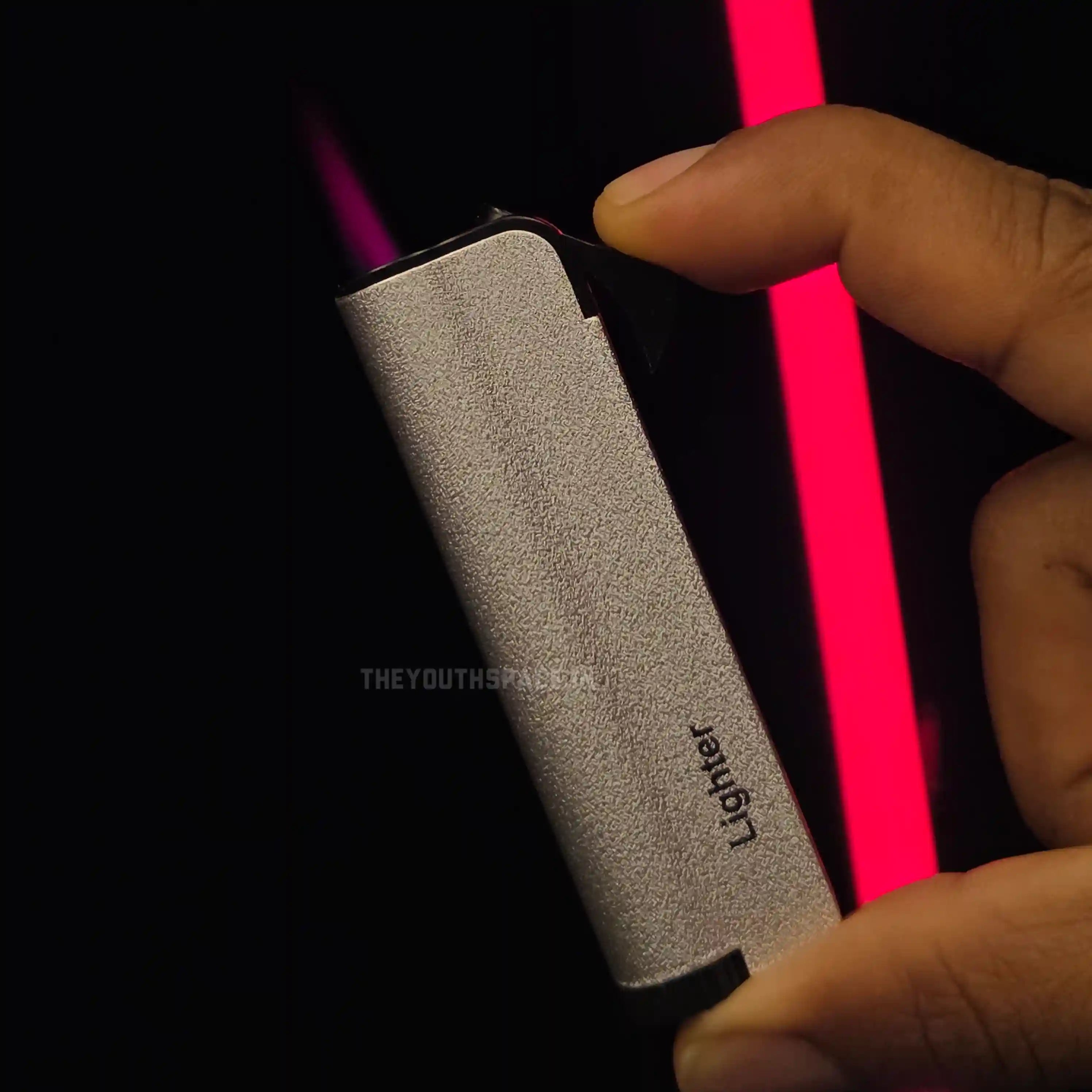 Textured Slender Red Flame Jet Lighter