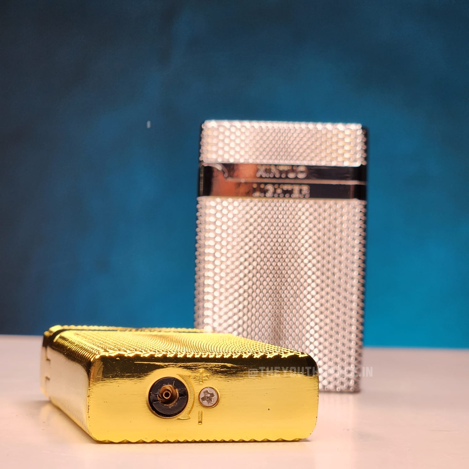 Block Textured Red Flame Jet Lighter