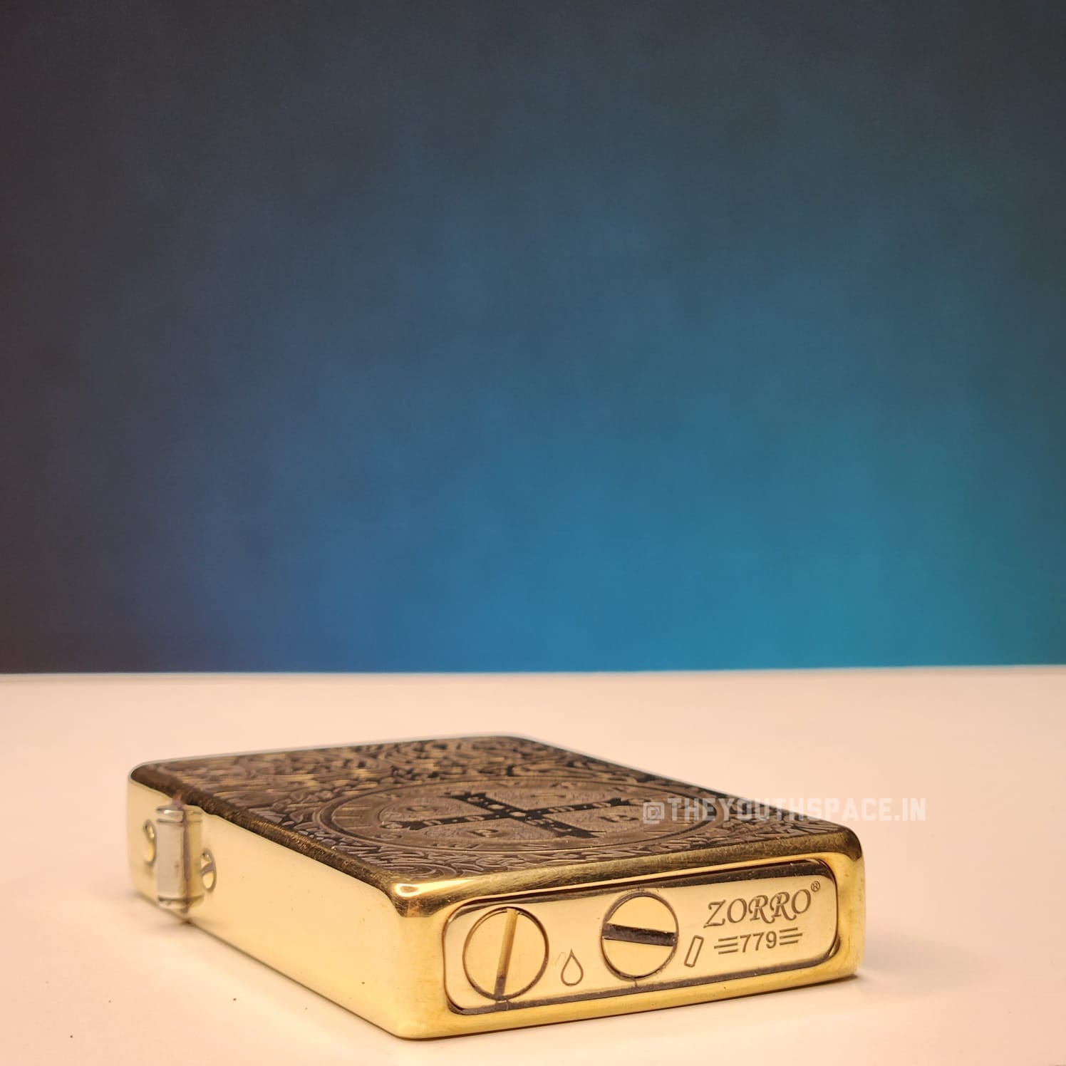 ZORRO Antique Brass Saint Benedict Cross Lighter