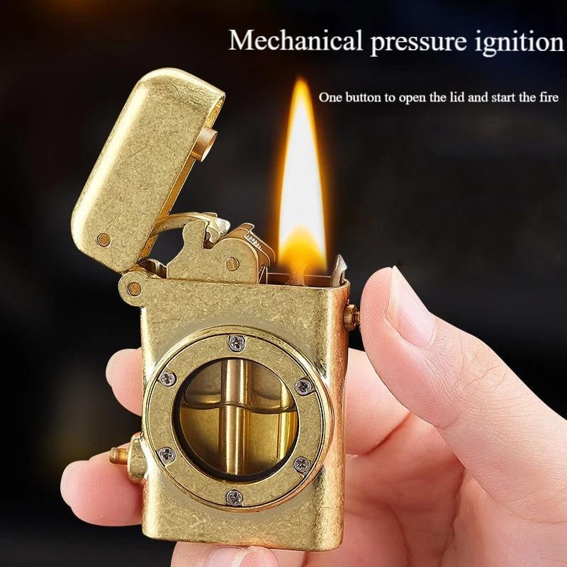 Premium Golden Mechanical Visible Fuel Tank Lighter