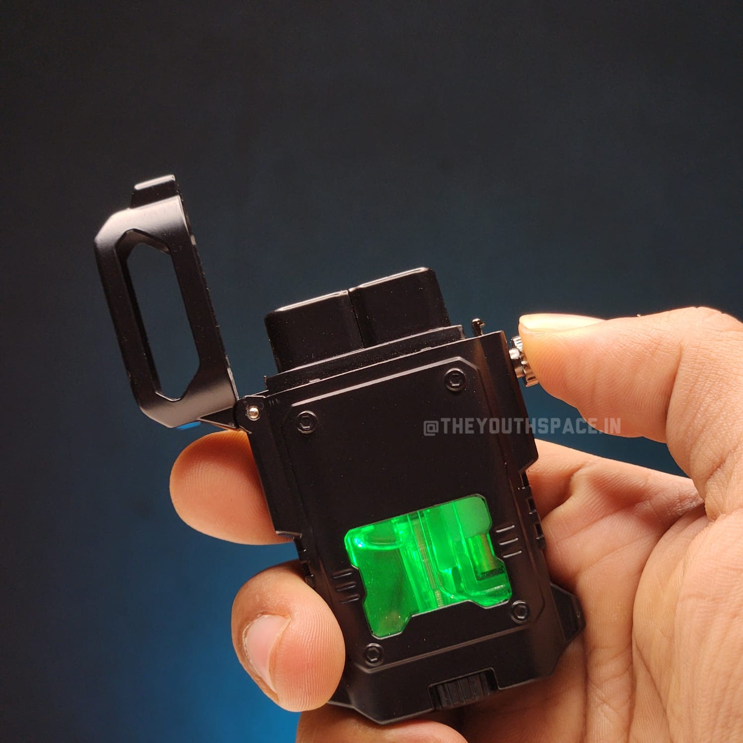 Blue Jet Flame Inflatable Metal Lighter with LED Lights