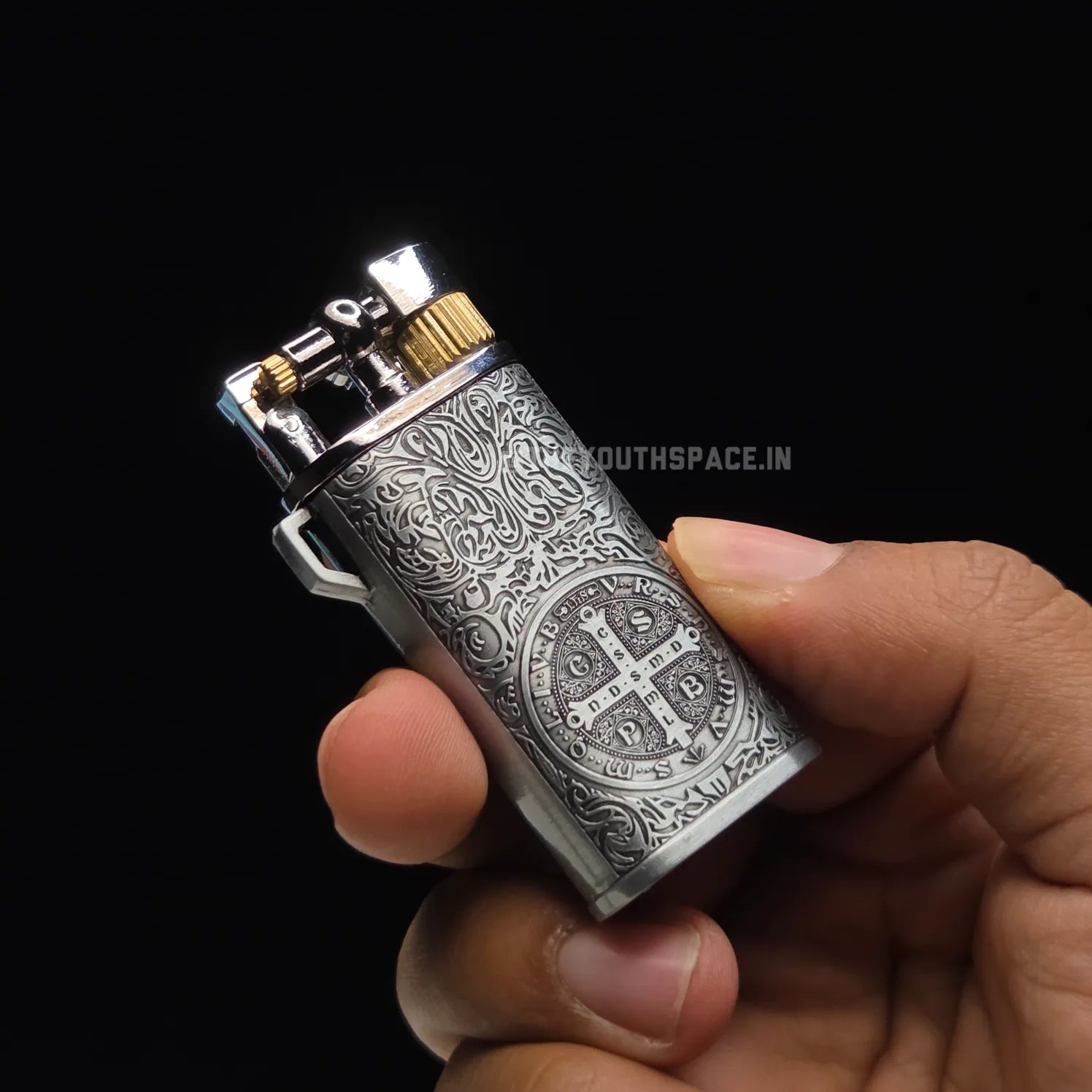 Saint Benedict Engraved Lighter