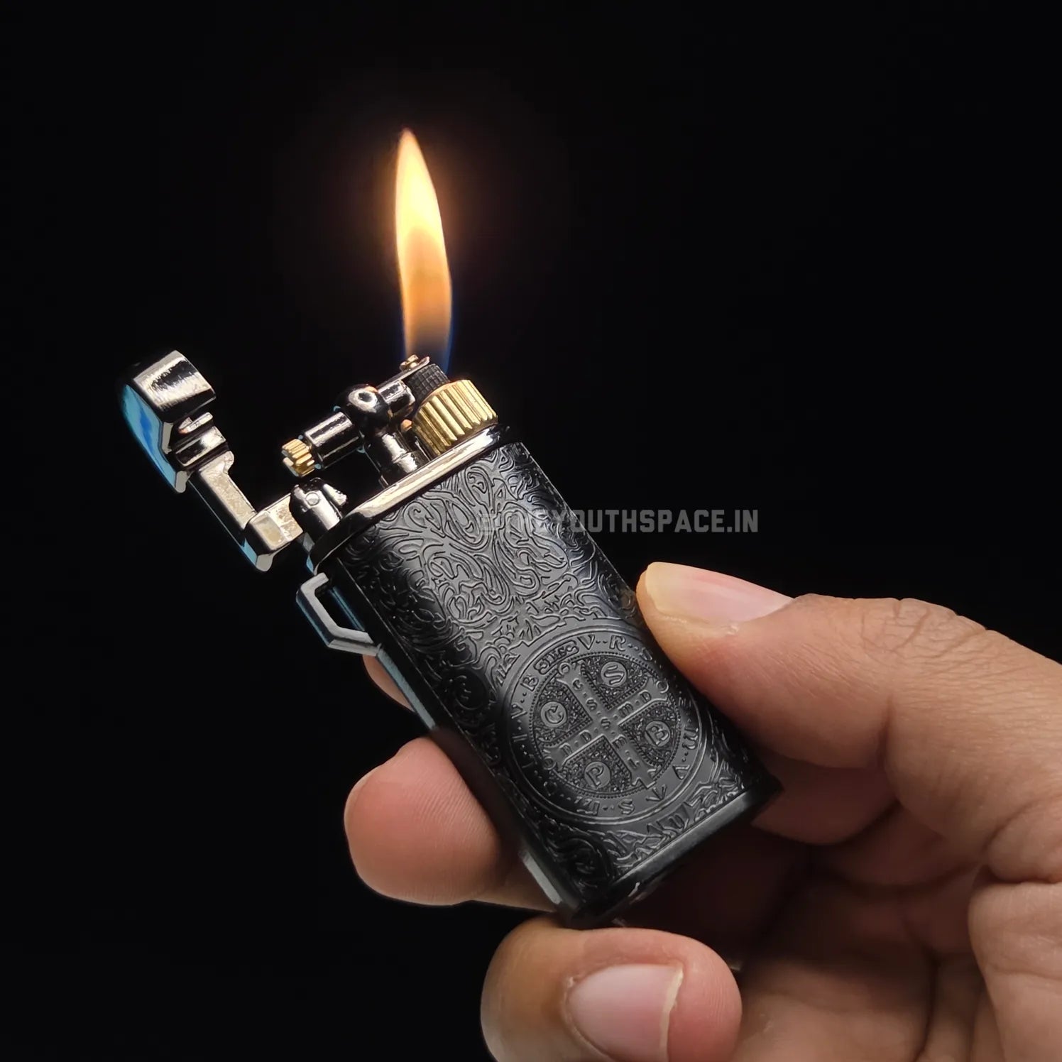 Saint Benedict Engraved Lighter
