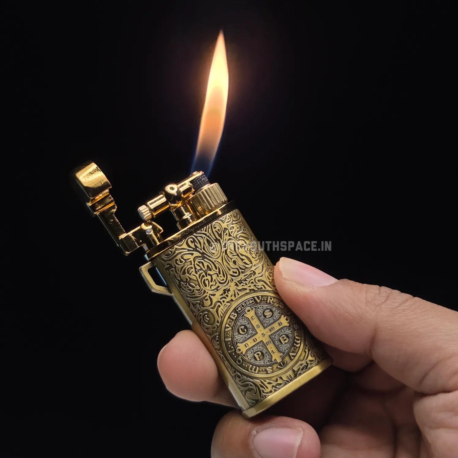 Saint Benedict Engraved Lighter