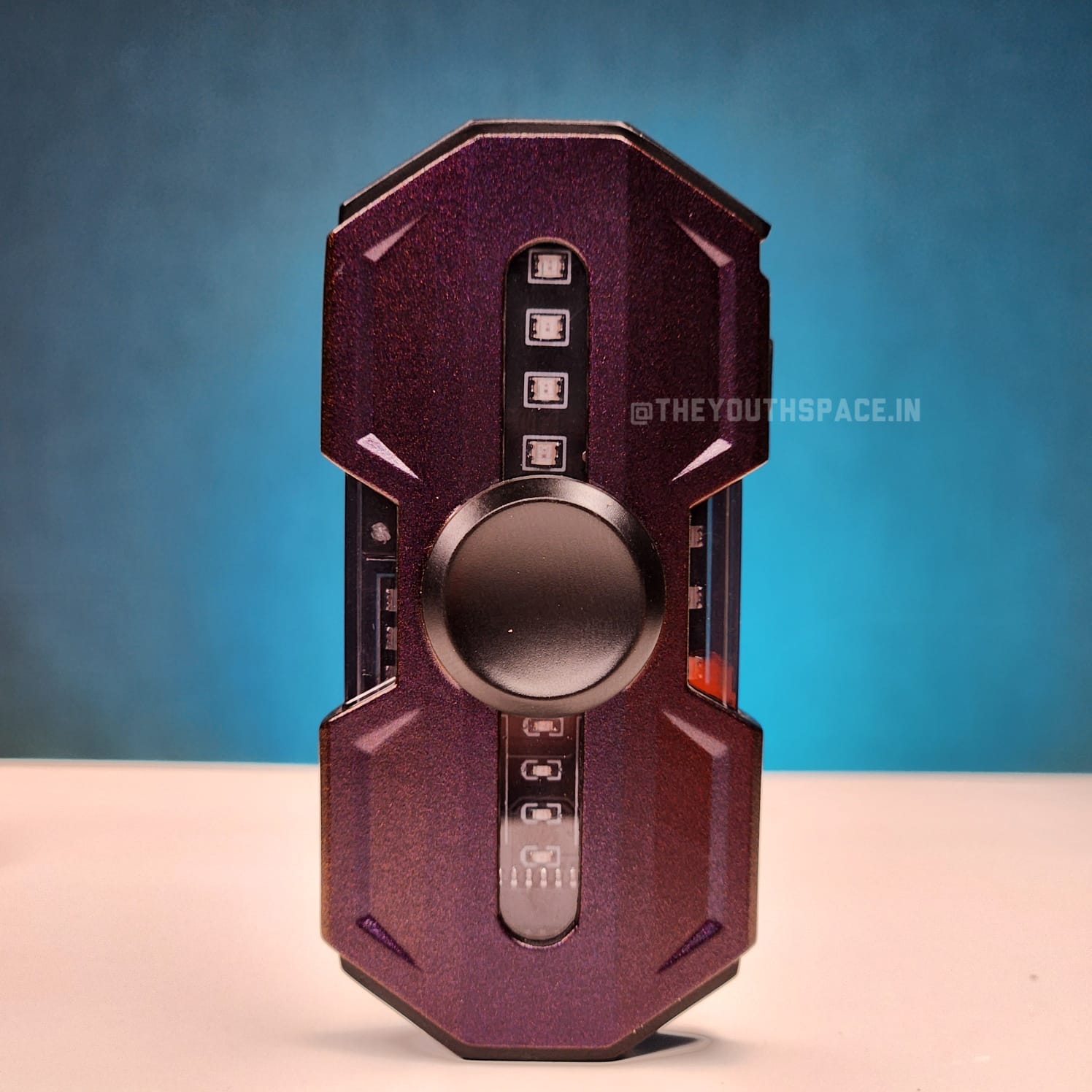 Premium Hexa Shaped Spinner Lighter with LED Lights (Metallic)