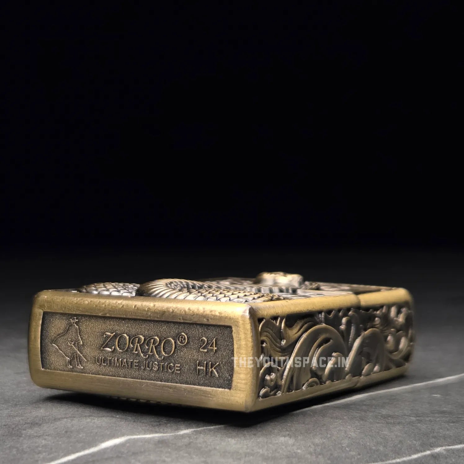 Zorro Ultimate Justice Brass 3D Carved Heavy Armor Serpent Lighter