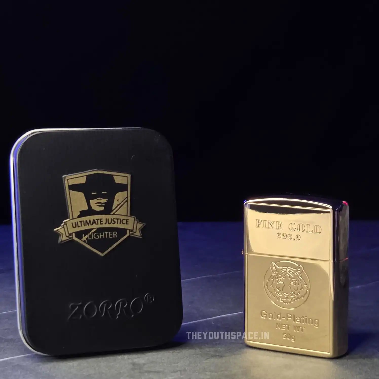 ZORRO ULTIMATE JUSTICE BRASS 999.9 FINE GOLD BAR LIGHTER 22HK