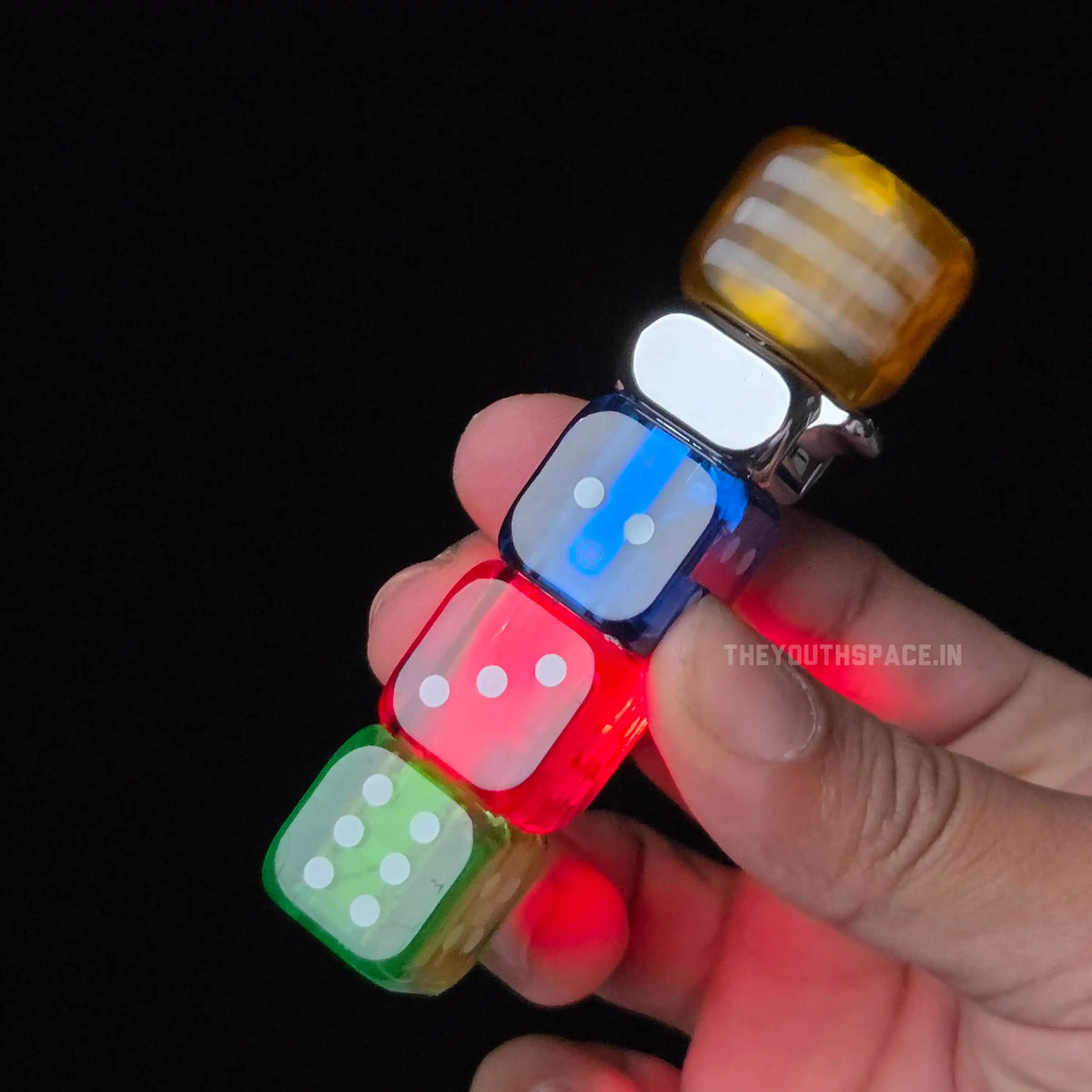 Glowing Dice Spinner Green Flame Jet Lighter