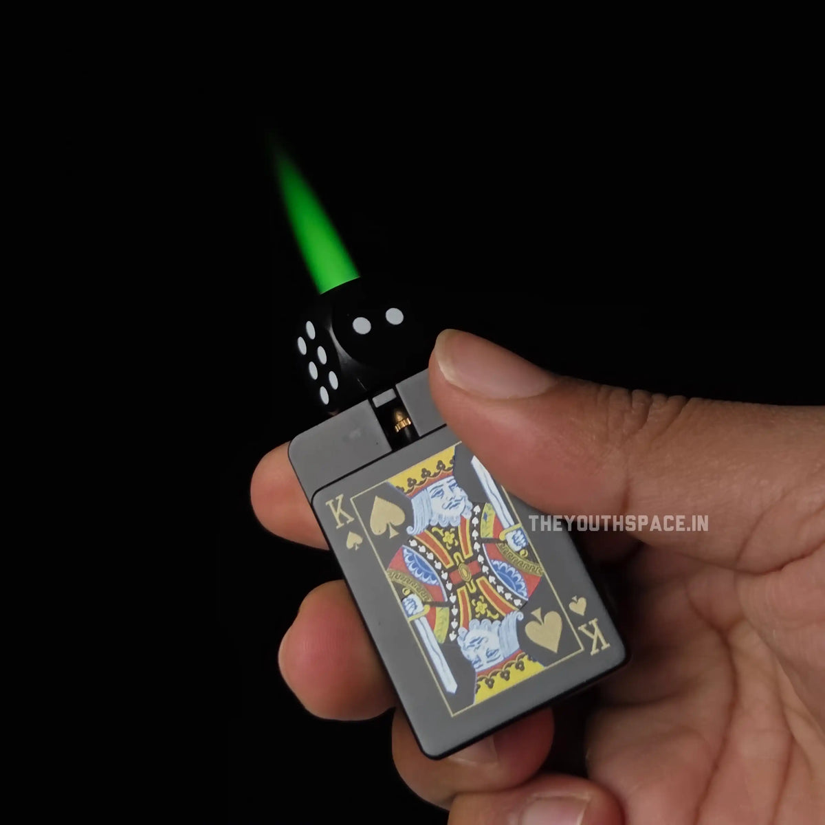 Dice green jet flame spinner lighter
