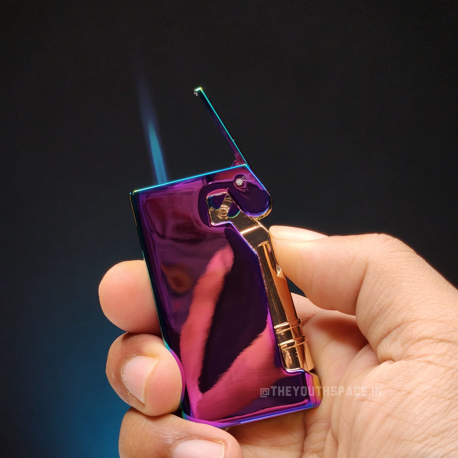 Mechanical Side Press Jet Flame Lighter (Metallic)