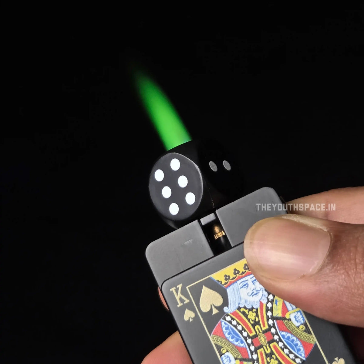 Dice green jet flame spinner lighter