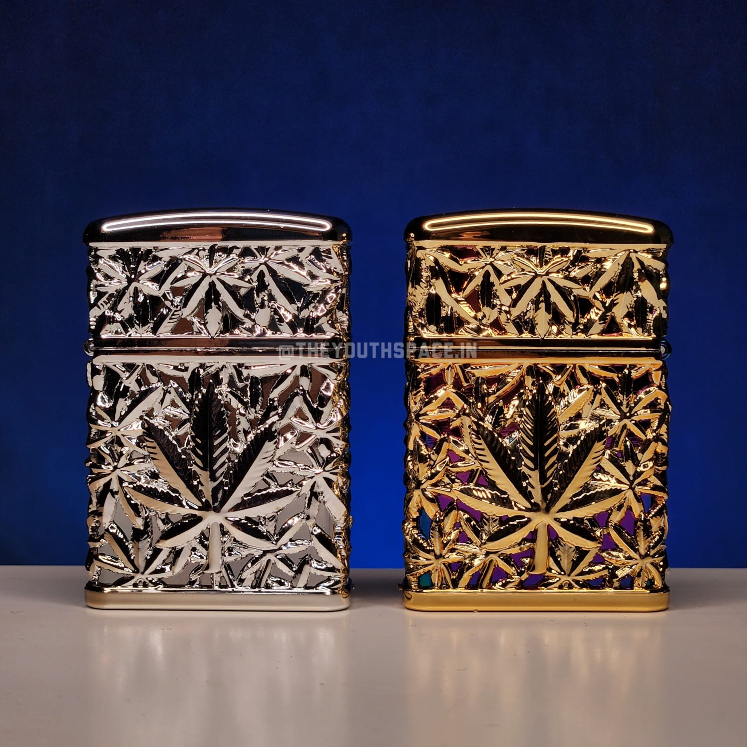 Royal Leaf Engraved Jet Lighter (Metallic)