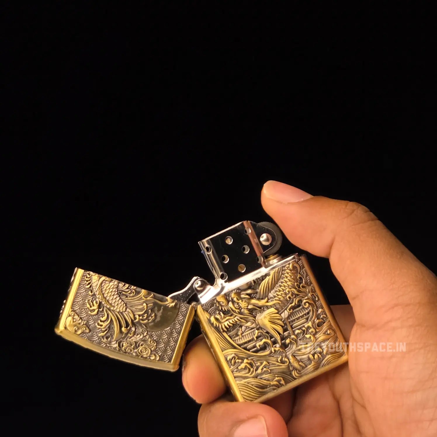 Zorro Ultimate Justice Brass 3D Carved Heavy Armor Drangon and Fish Lighter