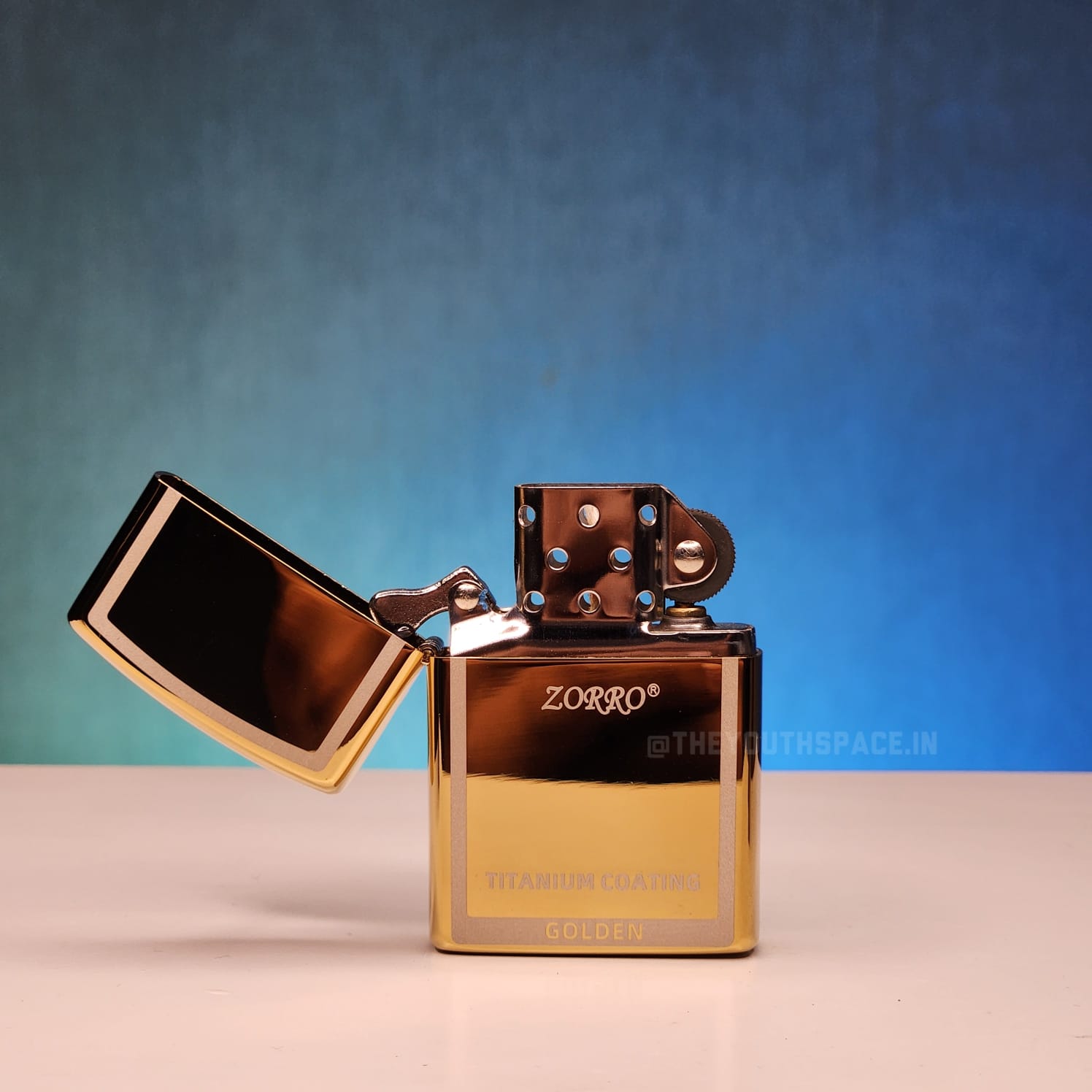 ZORRO ULTIMATE JUSTICE BRASS GOLD COLOR WITH TITANIUM COATING LIGHTER 23HKfds