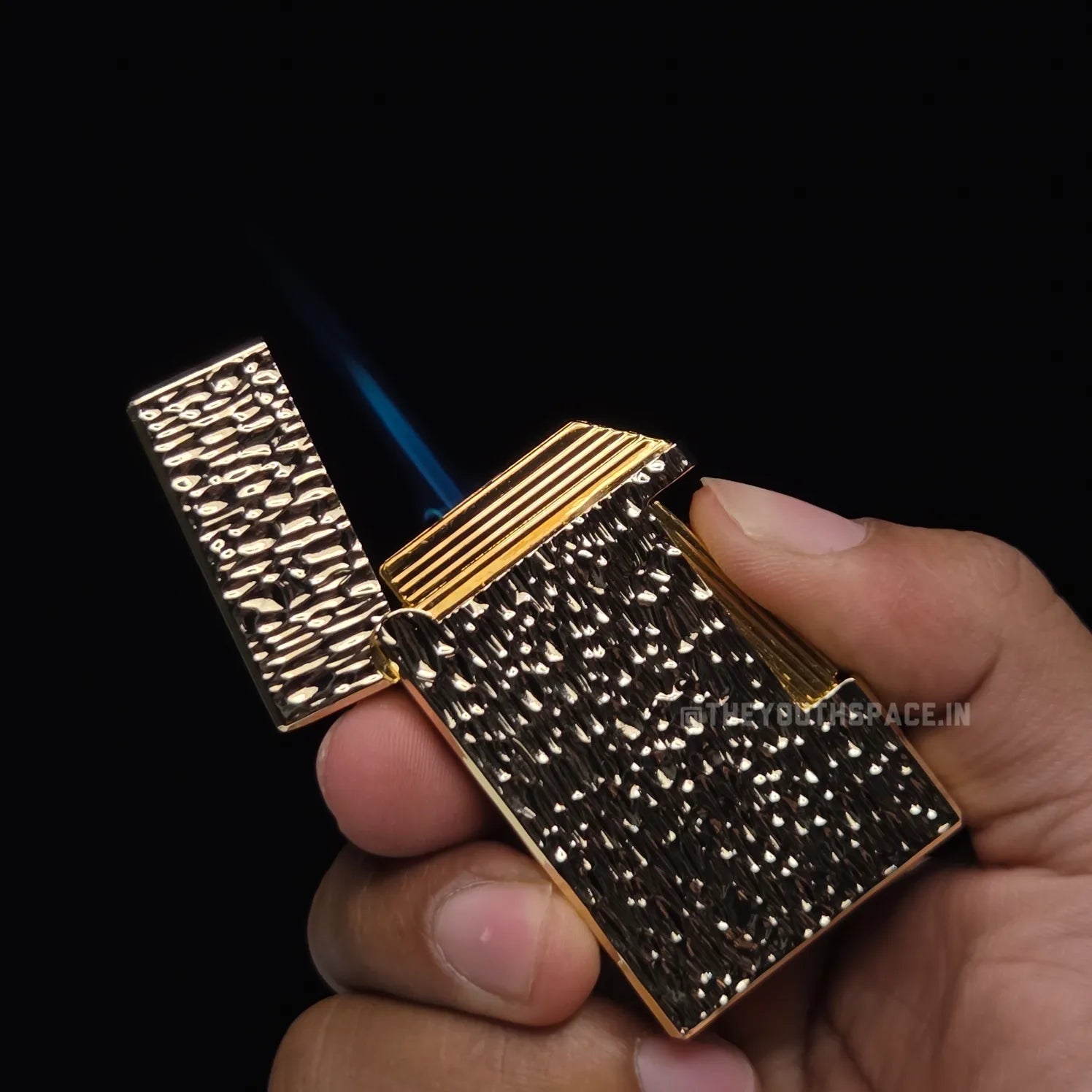 Classic Leather Pattern Side Press Lighter