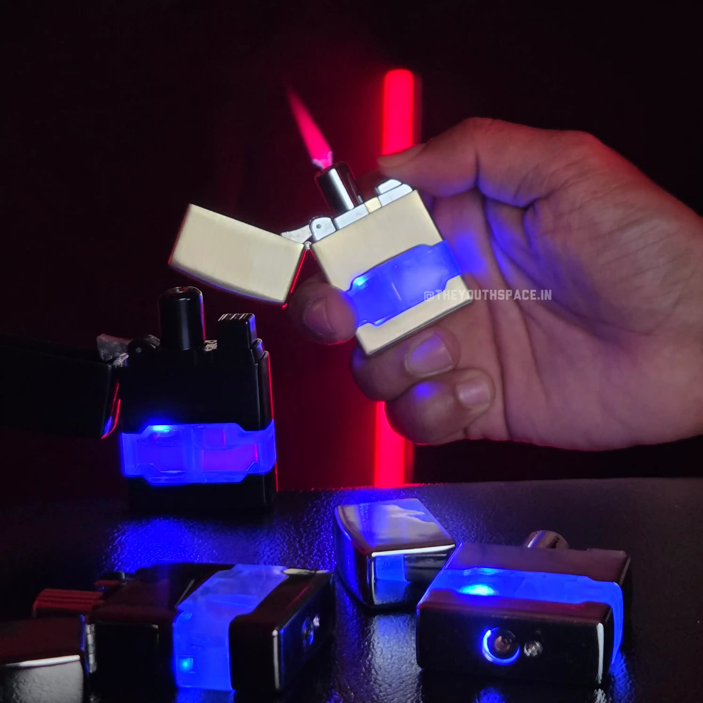 Lumi Tank Red Flame Jet Lighter (Metallic)
