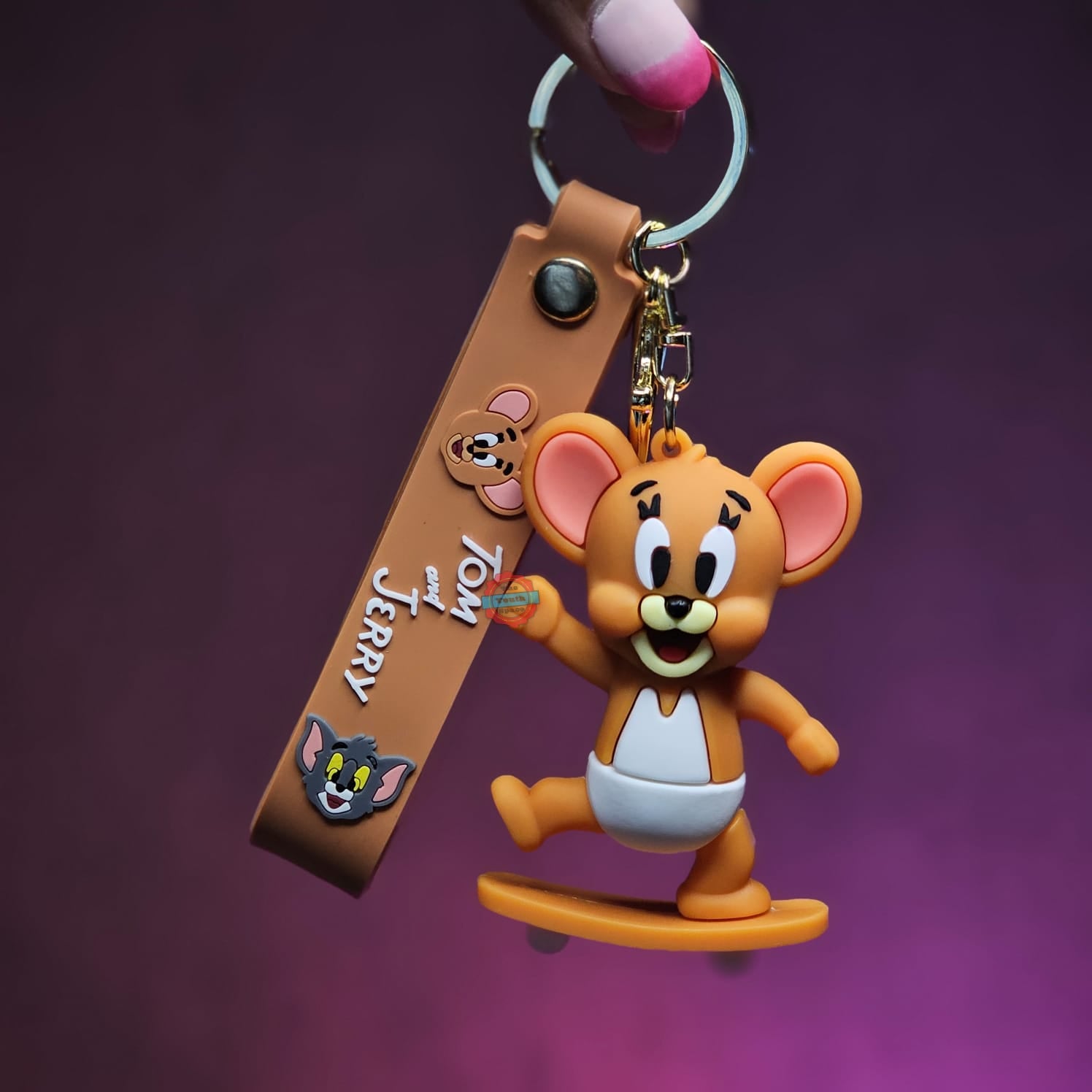 Tom & Jerry Skateboard Silicone Keychain