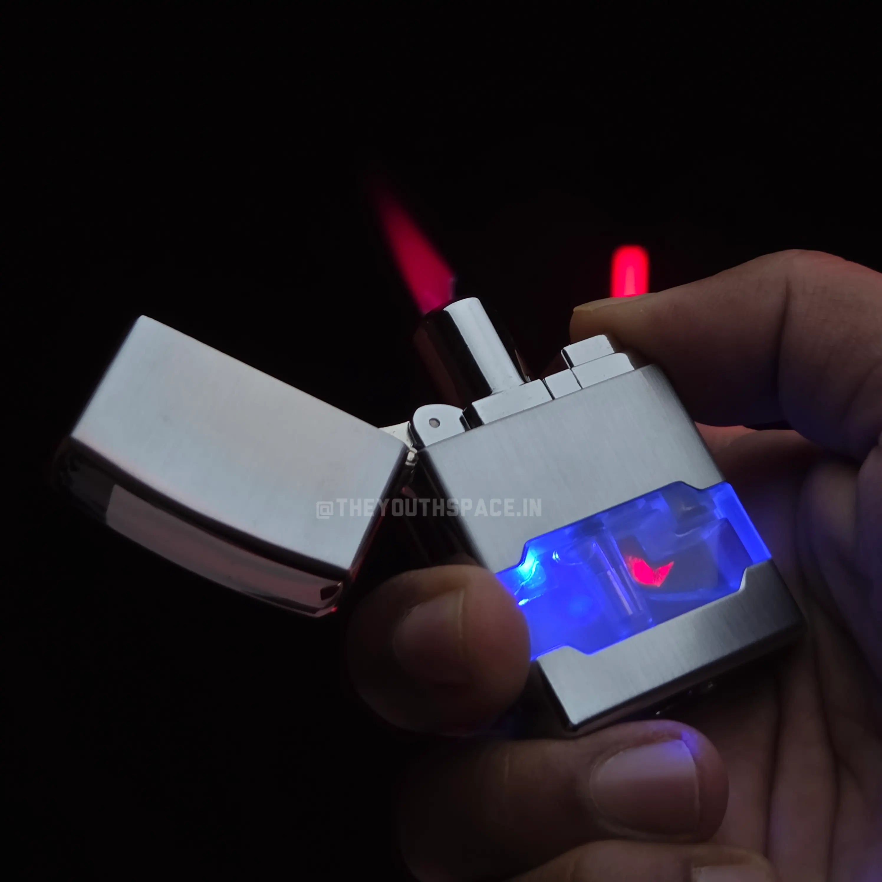 Lumi Tank Red Flame Jet Lighter (Metallic)