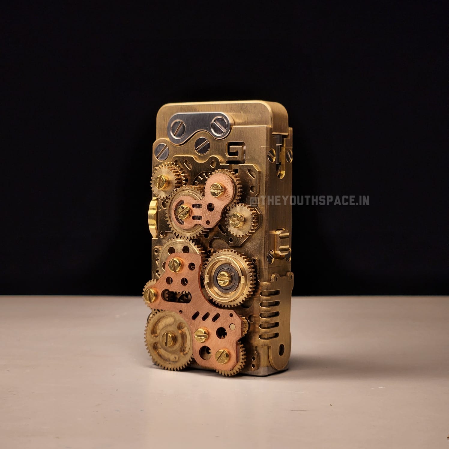 Premium Vintage Brass Steam Punk Mechanical Gear Linkage Automatic Lighter